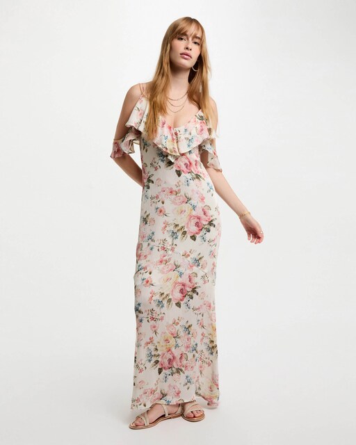 Imagem 0 de Vestido Comprido com Corte a Direito Estampado