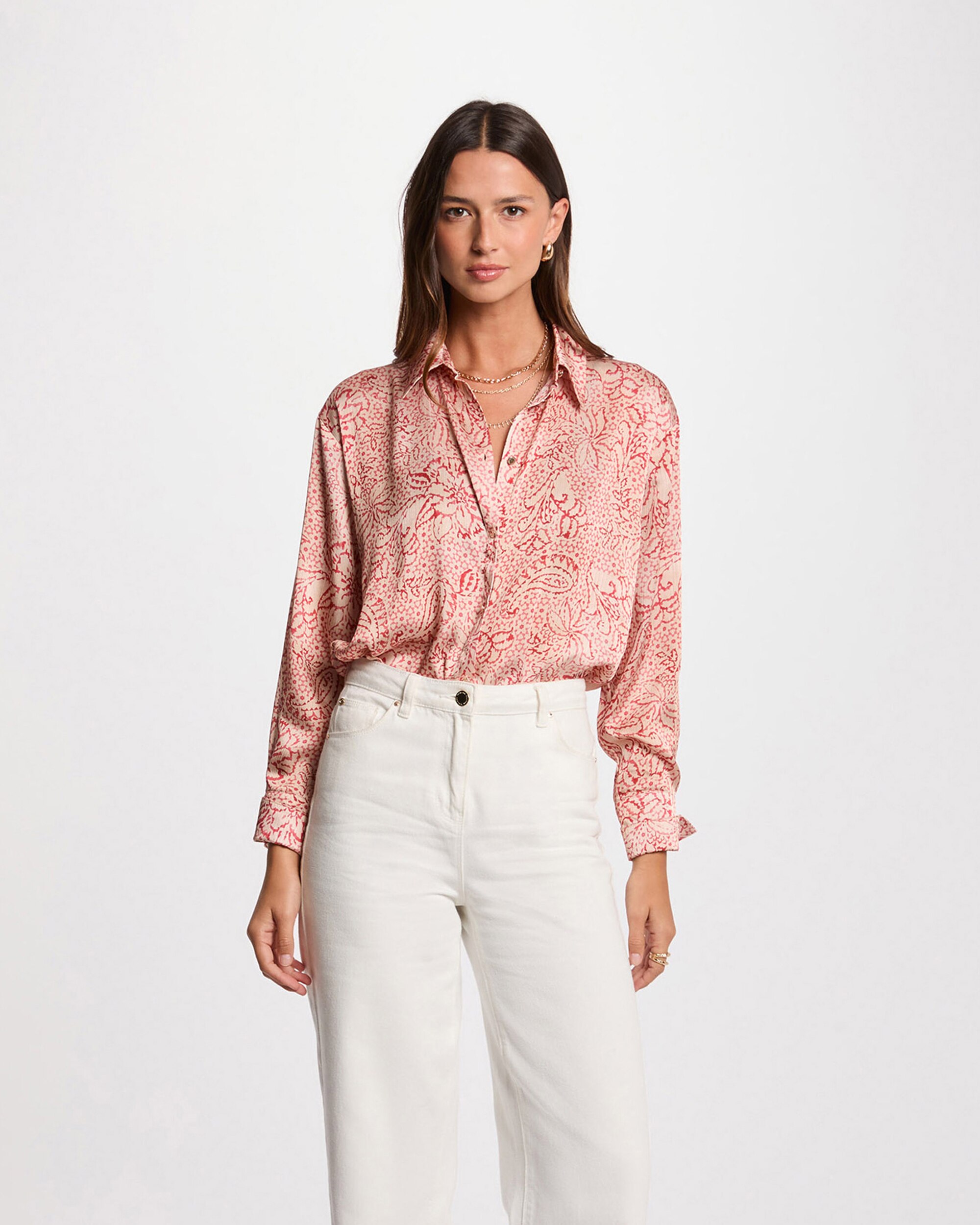 Camisa de Manga Comprida Vermelho / Branco-1