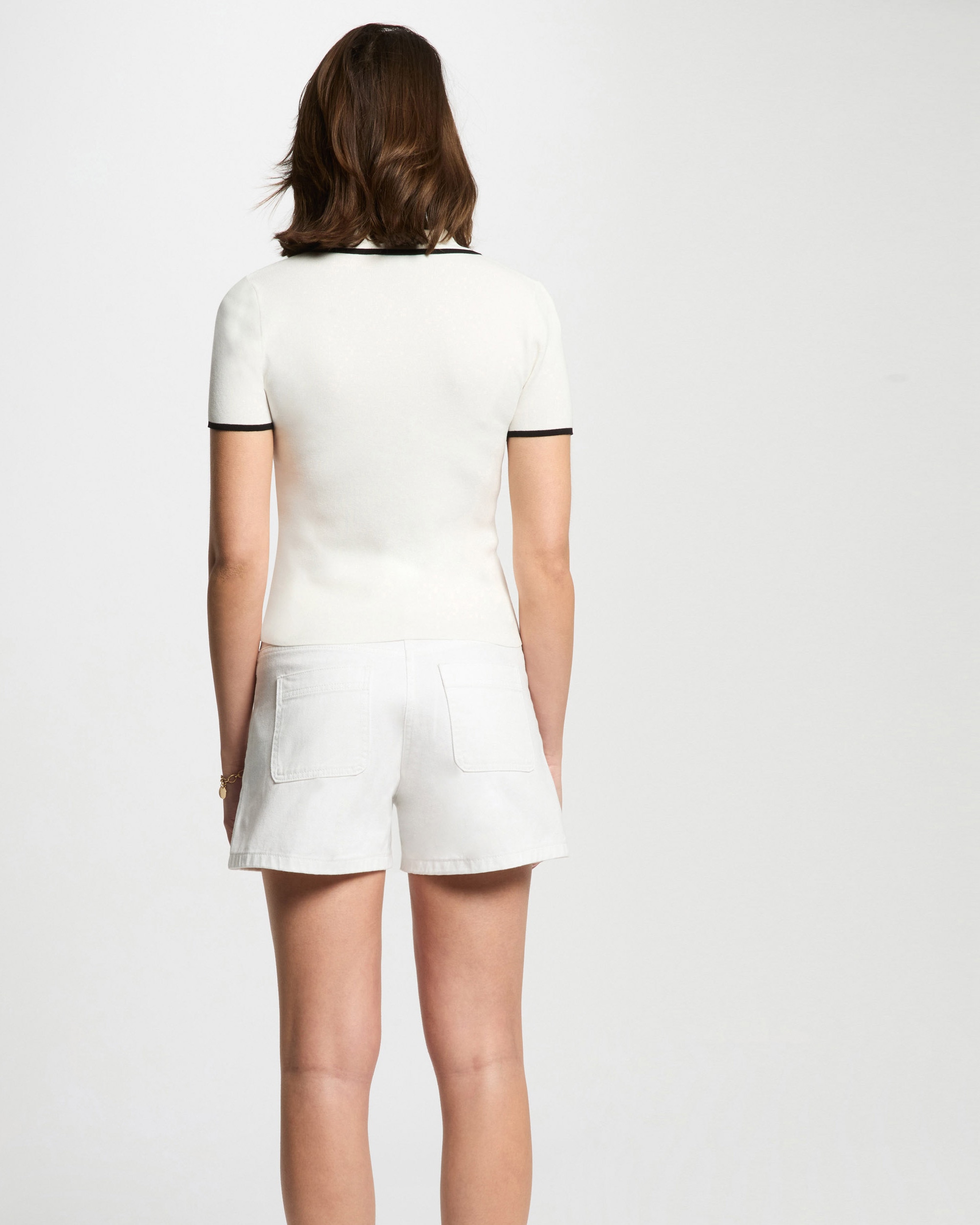 Camisola de Manga Curta Branco / Preto-3