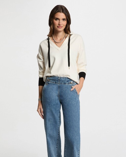 Imagem 0 de Camisola com Decote em V e Capuz