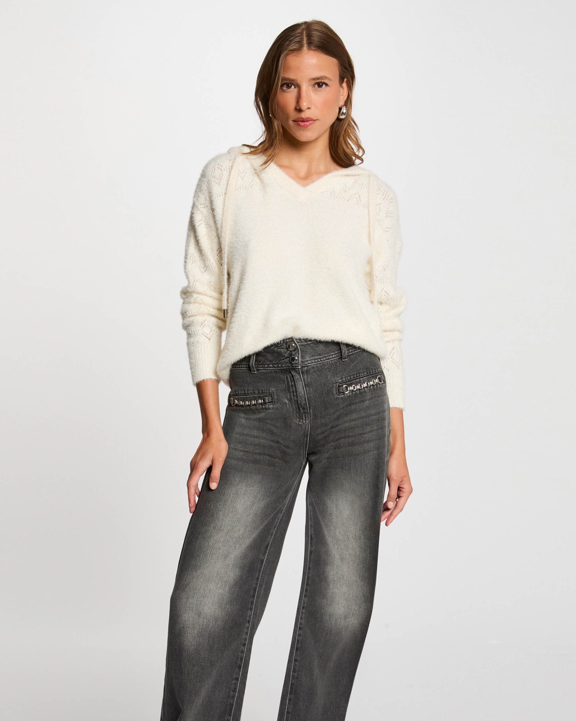 Camisola com Capuz Branco-1