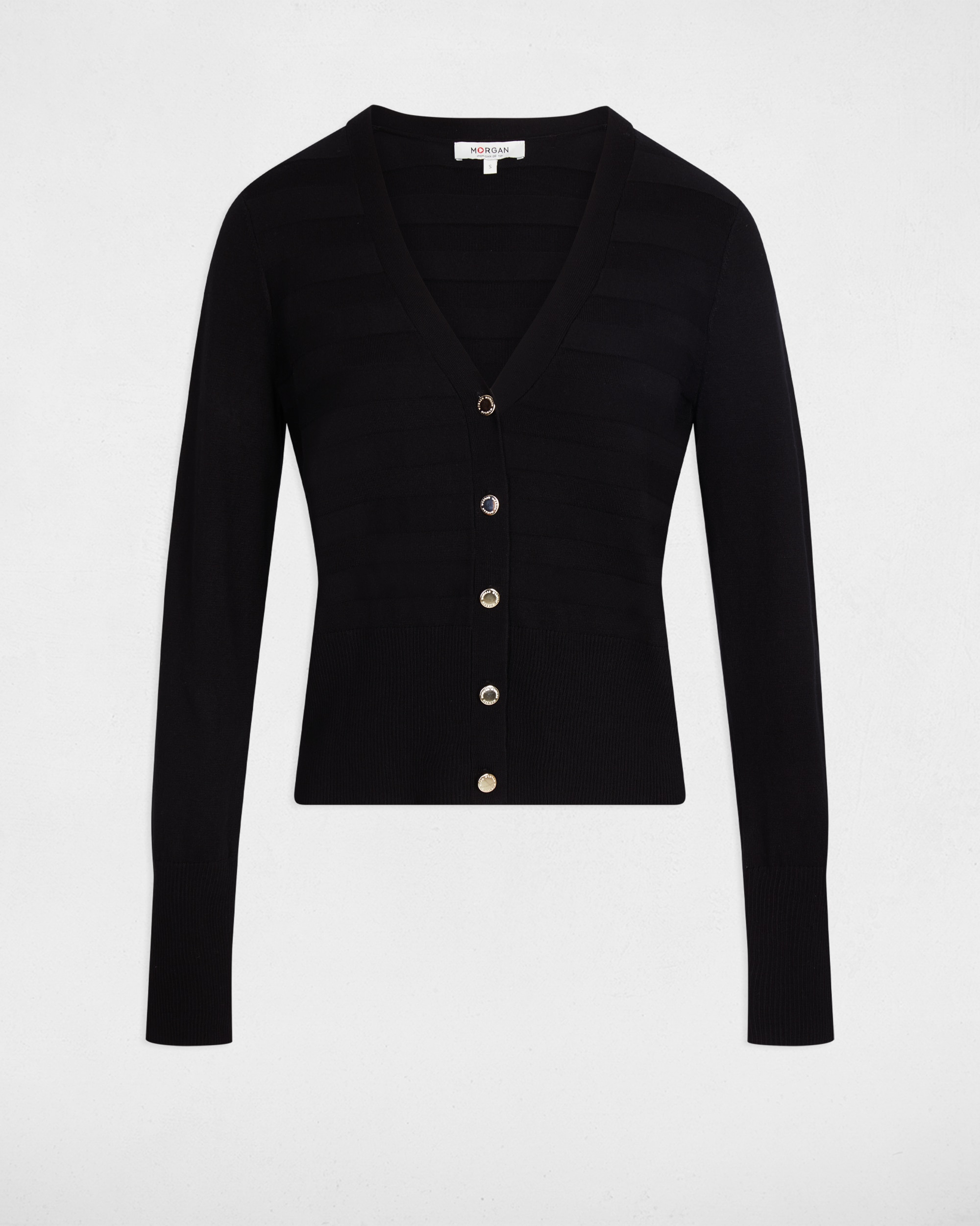 Cardigan de Manga Comprida Preto-2