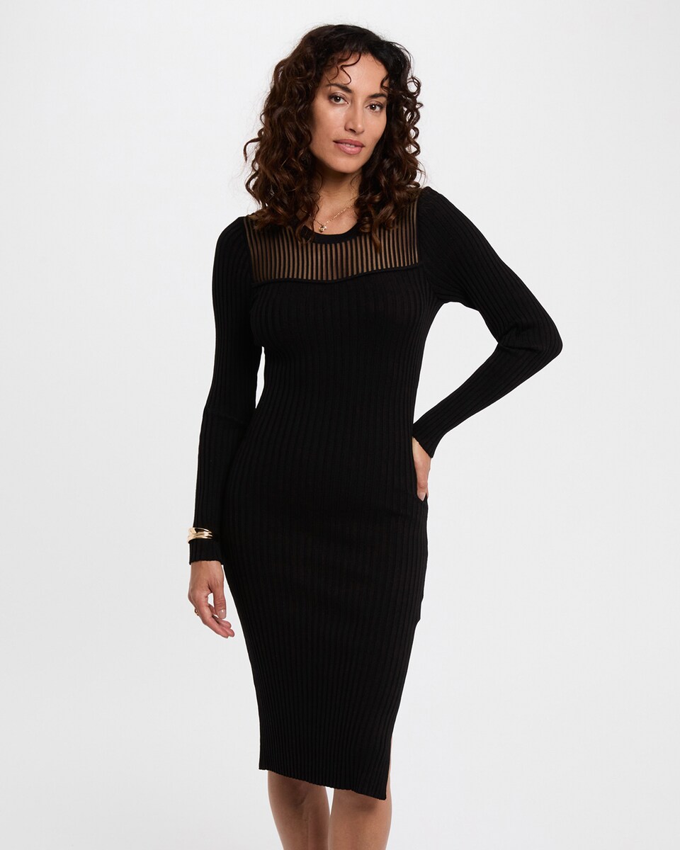 Vestido Comprido Perfurado Preto-1