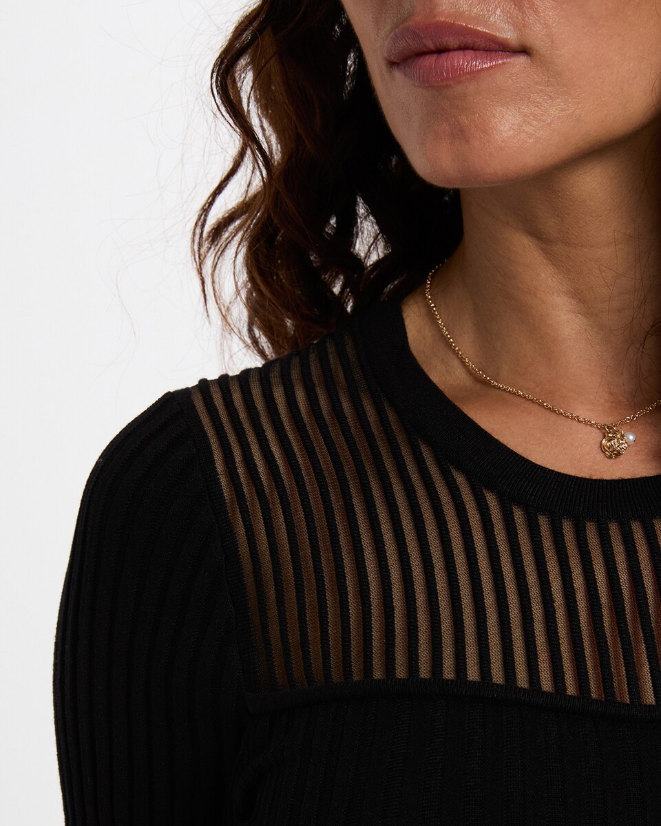 Vestido Comprido Perfurado Preto-5