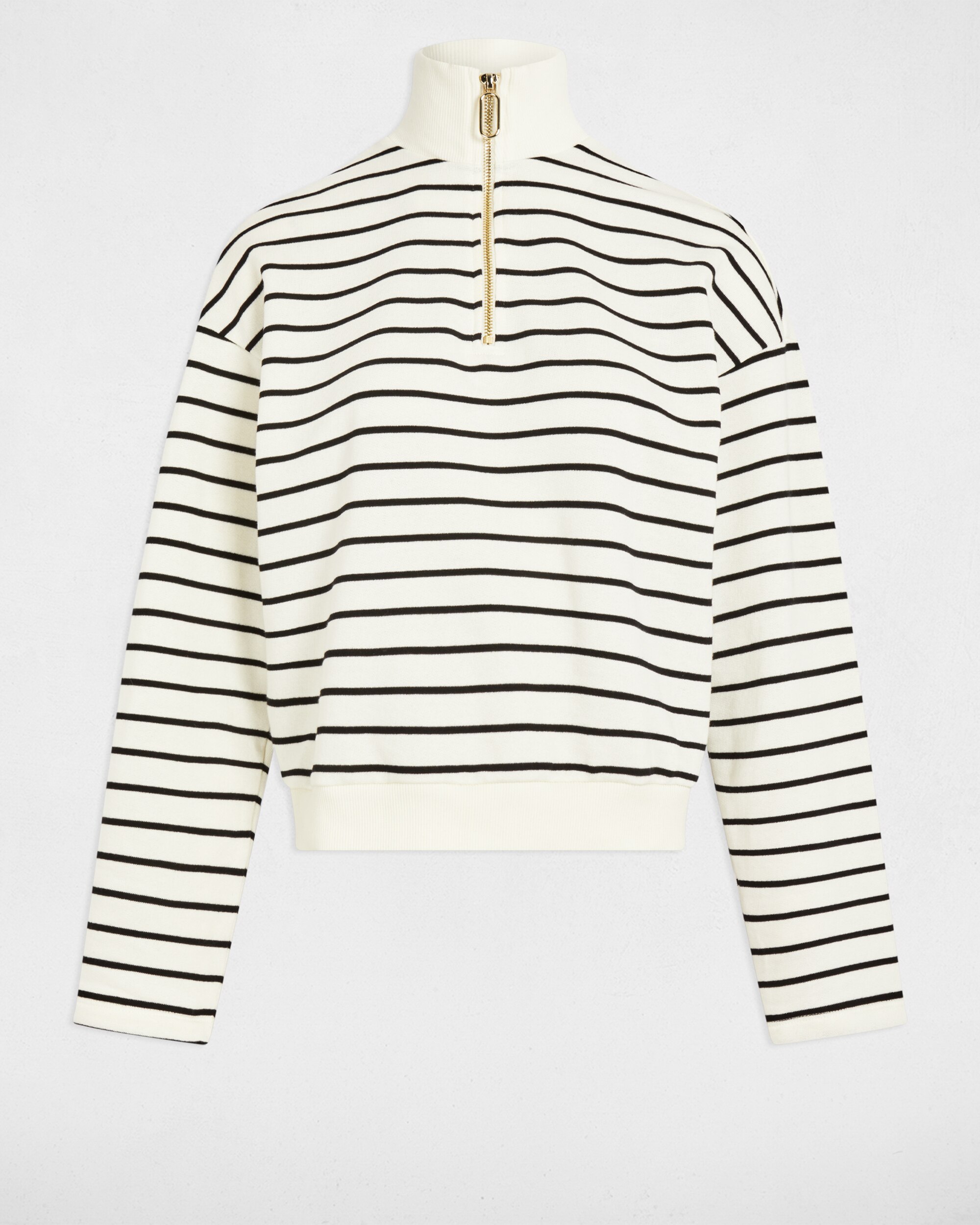 Sweatshirt de Manga Comprida Às Riscas Cru-3