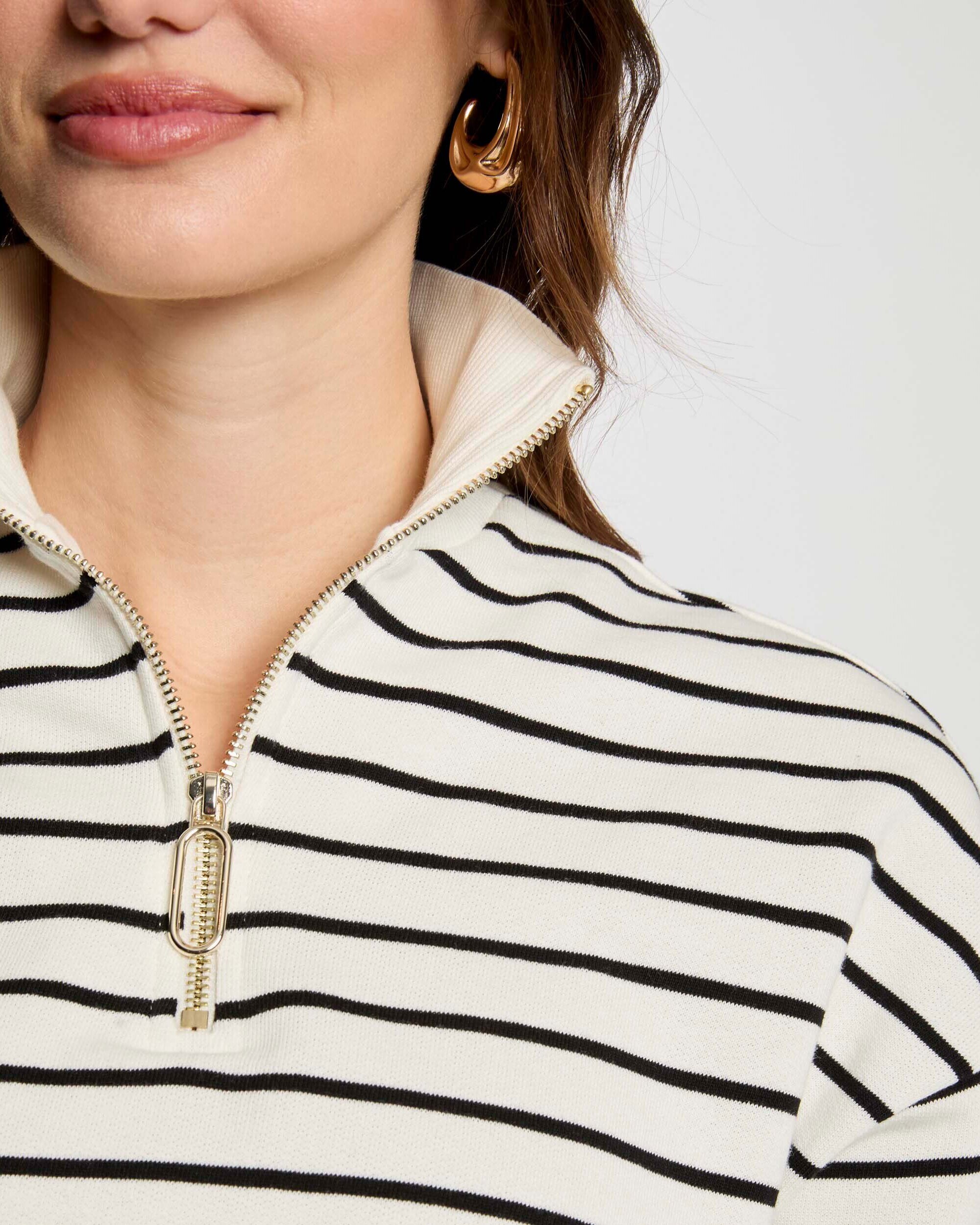 Sweatshirt de Manga Comprida Às Riscas Cru-5