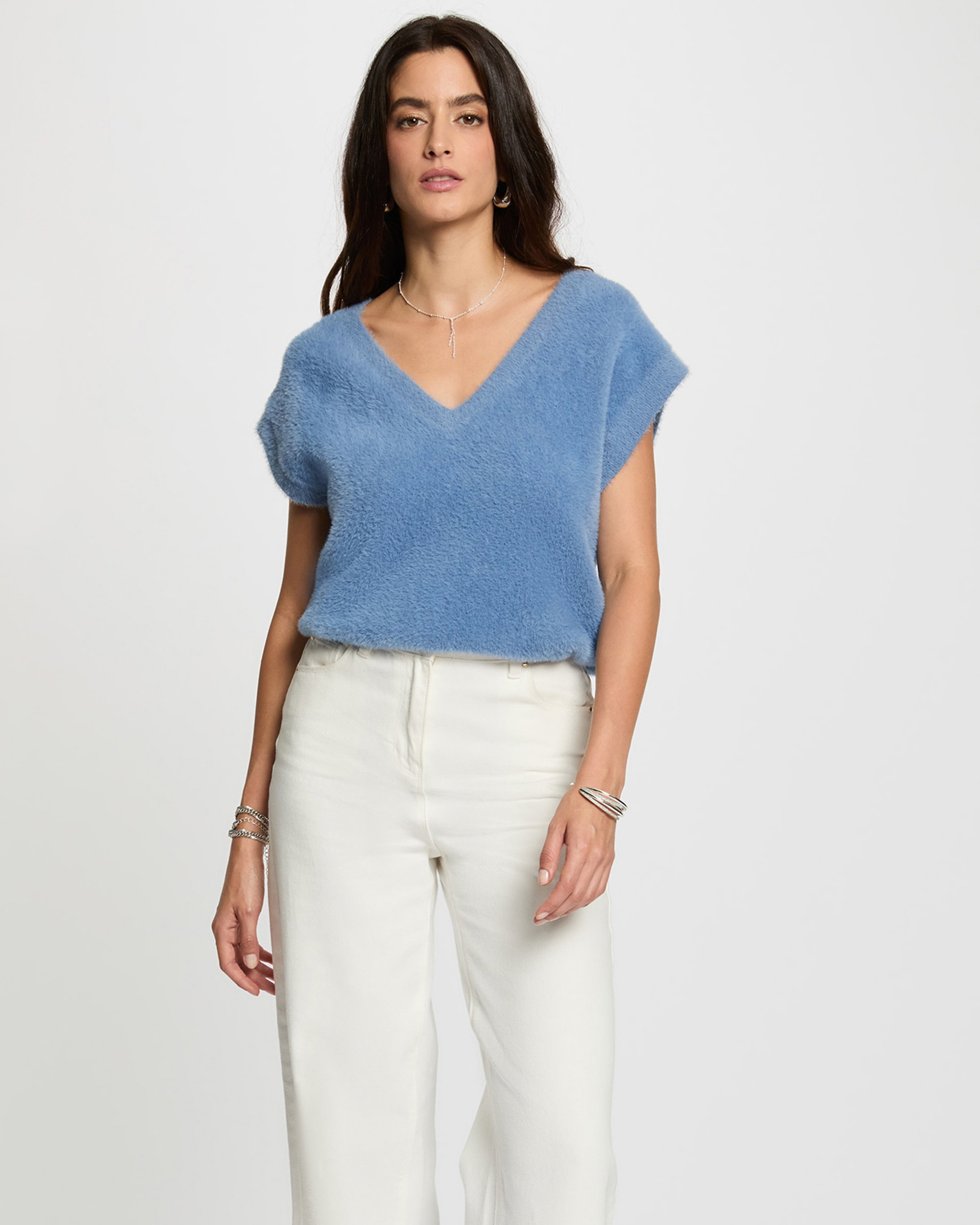Camisola sem Mangas Azul-claro-1
