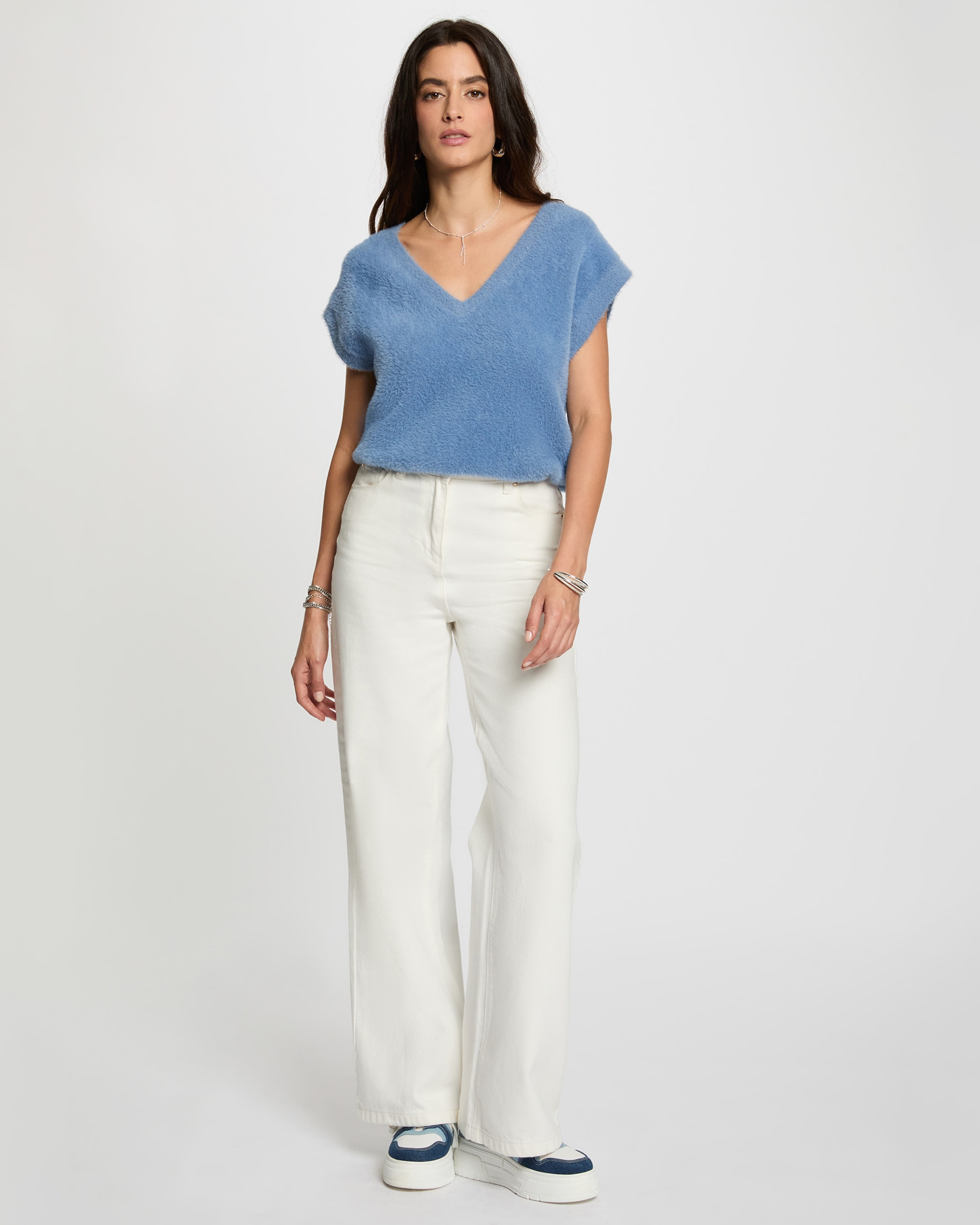 Camisola sem Mangas Azul-claro-4