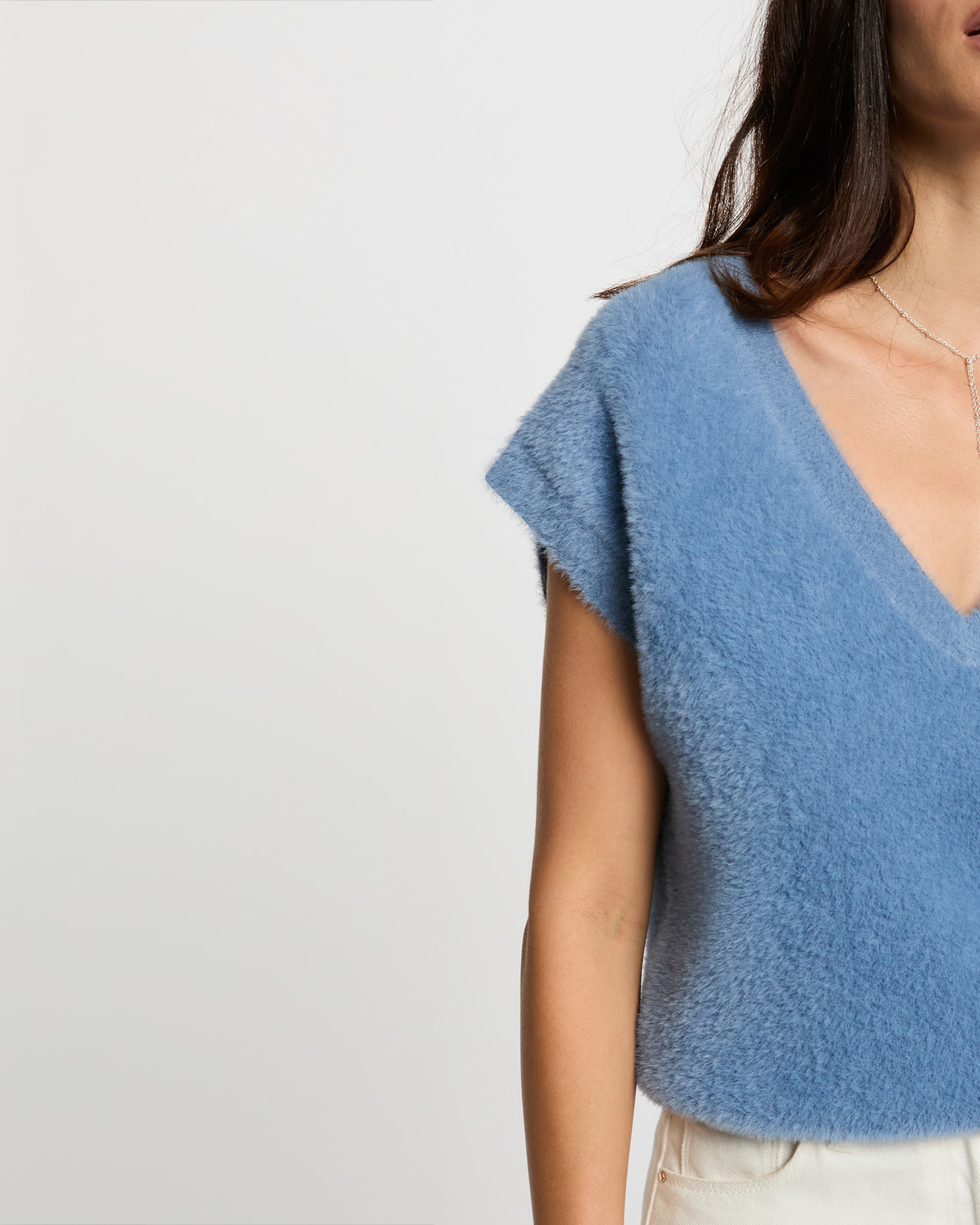 Camisola sem Mangas Azul-claro-5