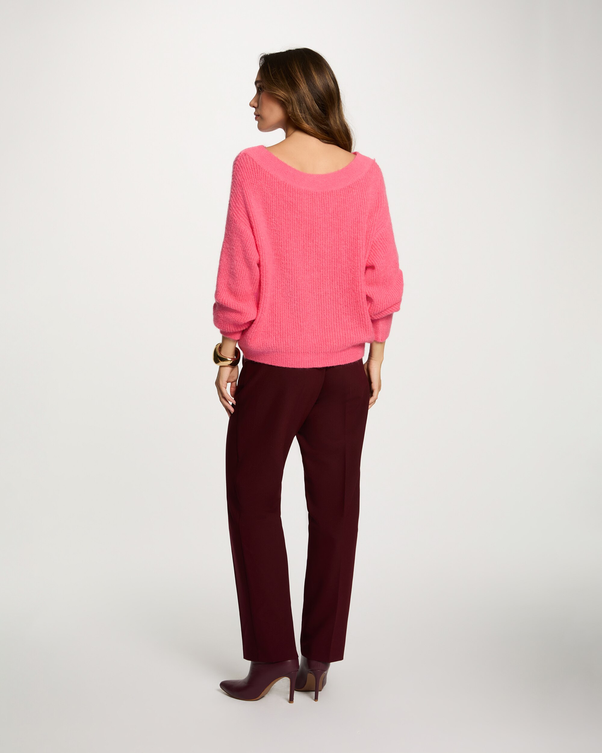 Camisola com Gola Redonda Rosa-3