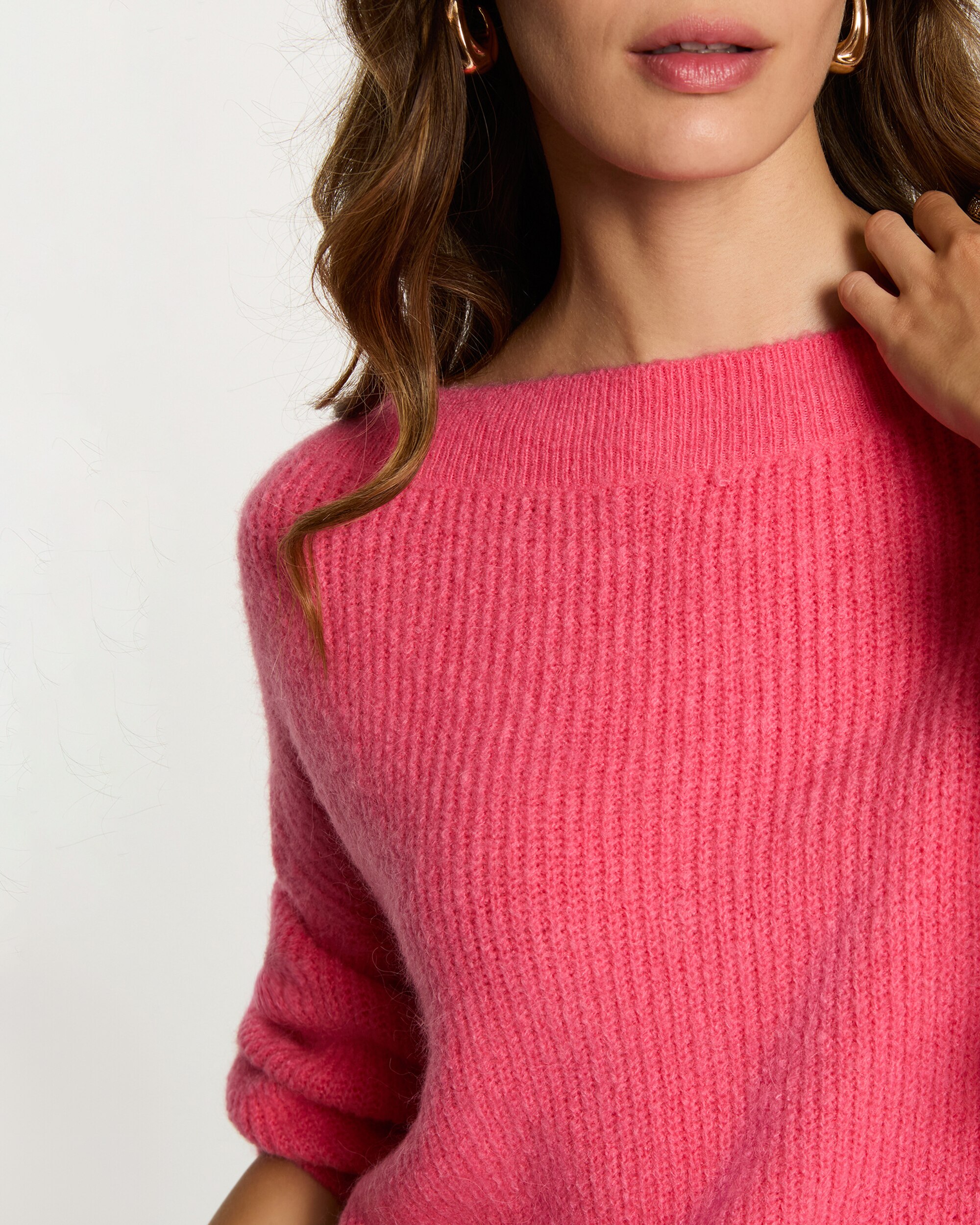 Camisola com Gola Redonda Rosa-5
