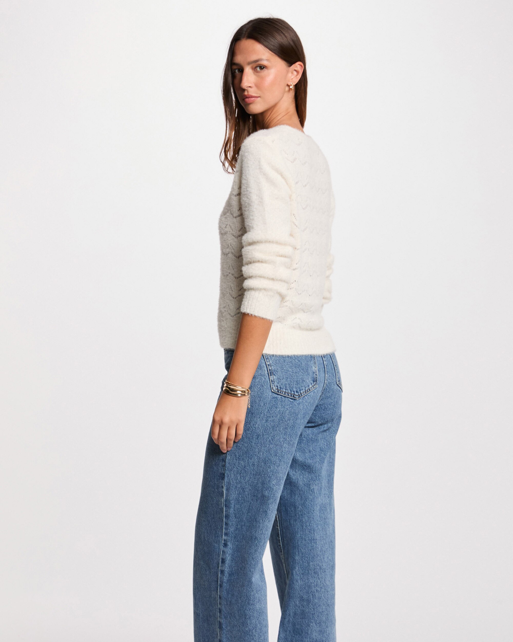 Cardigan de Manga Comprida Branco-3