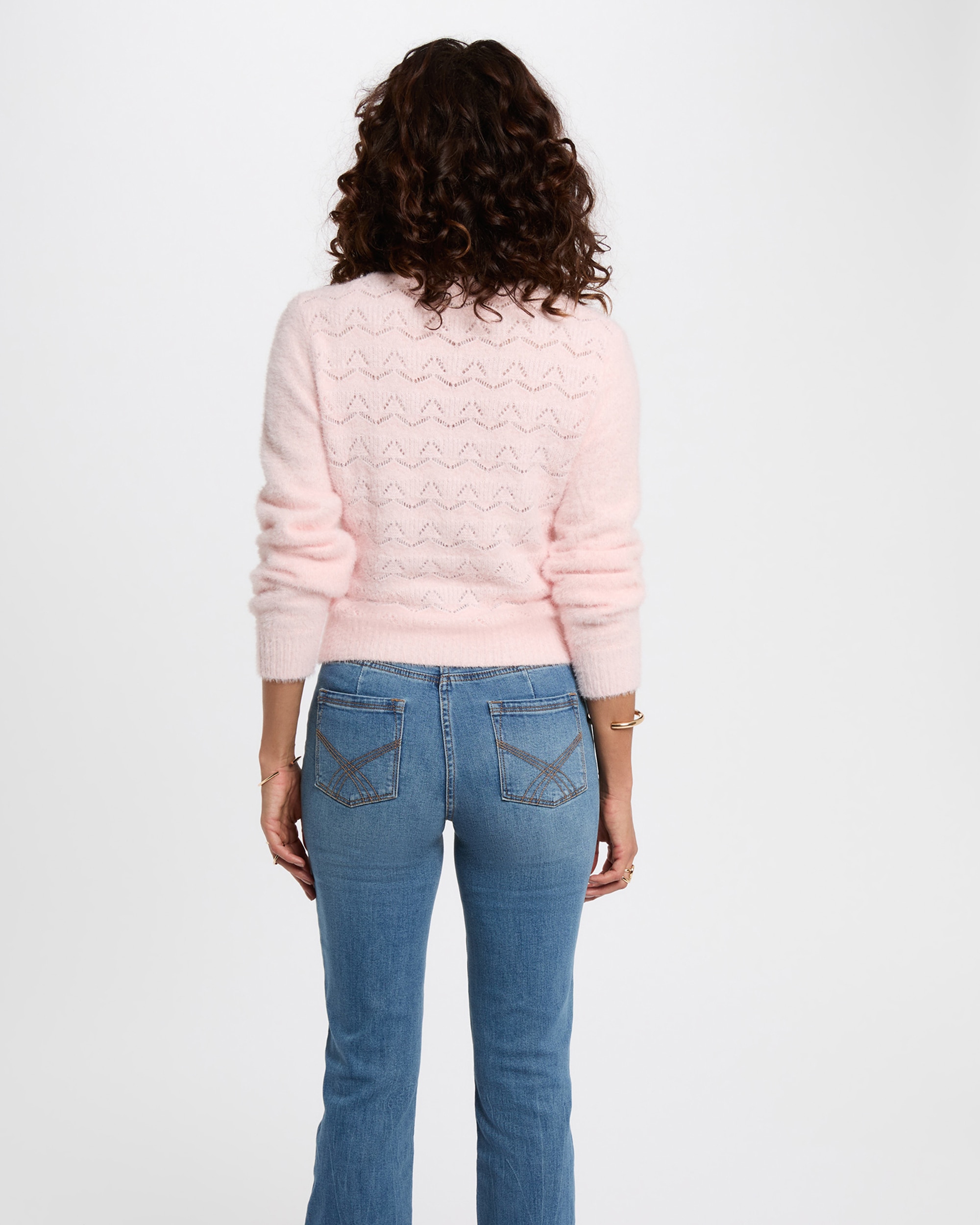 Cardigan de Manga Comprida Rosa-claro-3