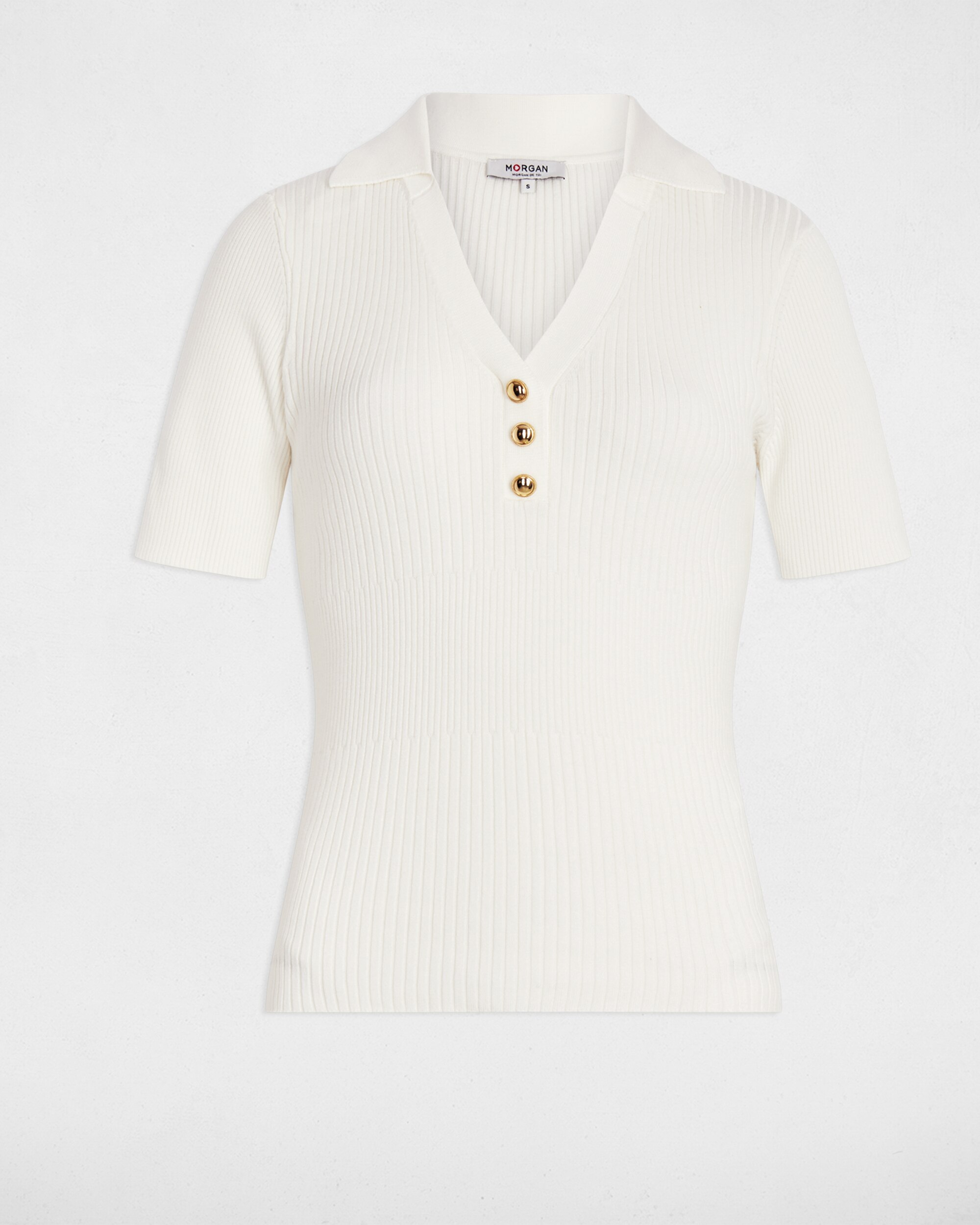 Camisola com Gola Polo Branco-2