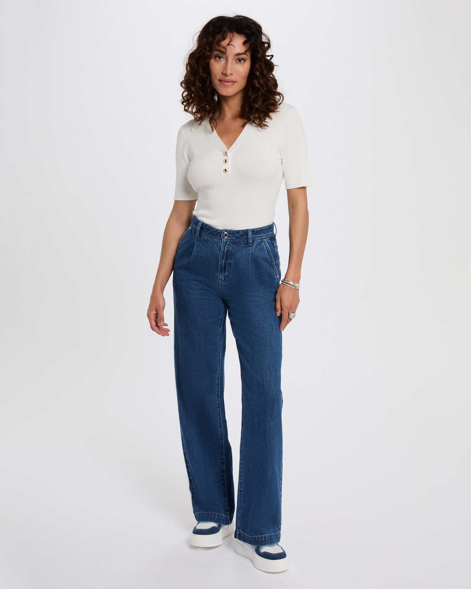 Camisola com Gola Polo Branco-4