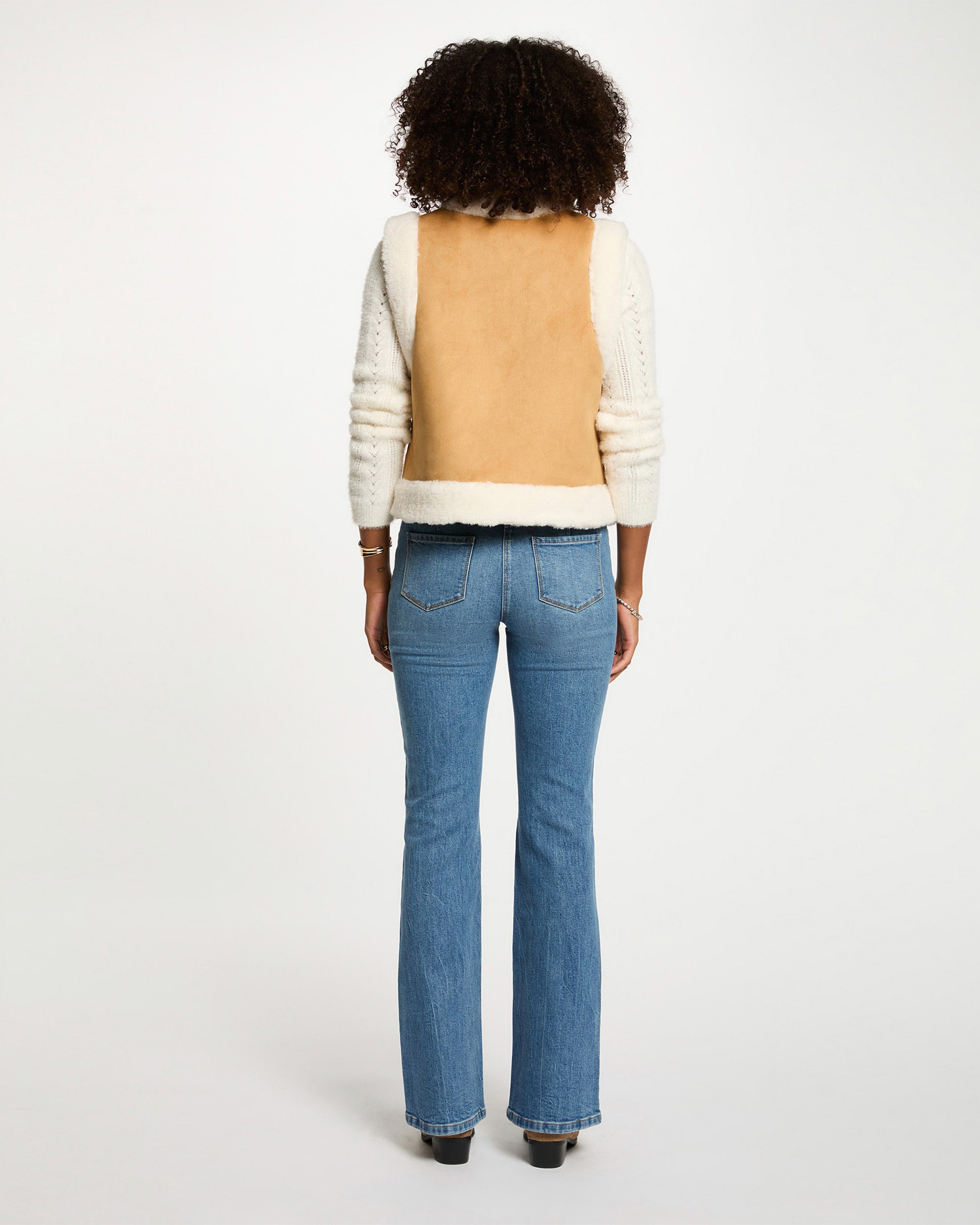 Colete com Corte a Direito sem Mangas Bege-3