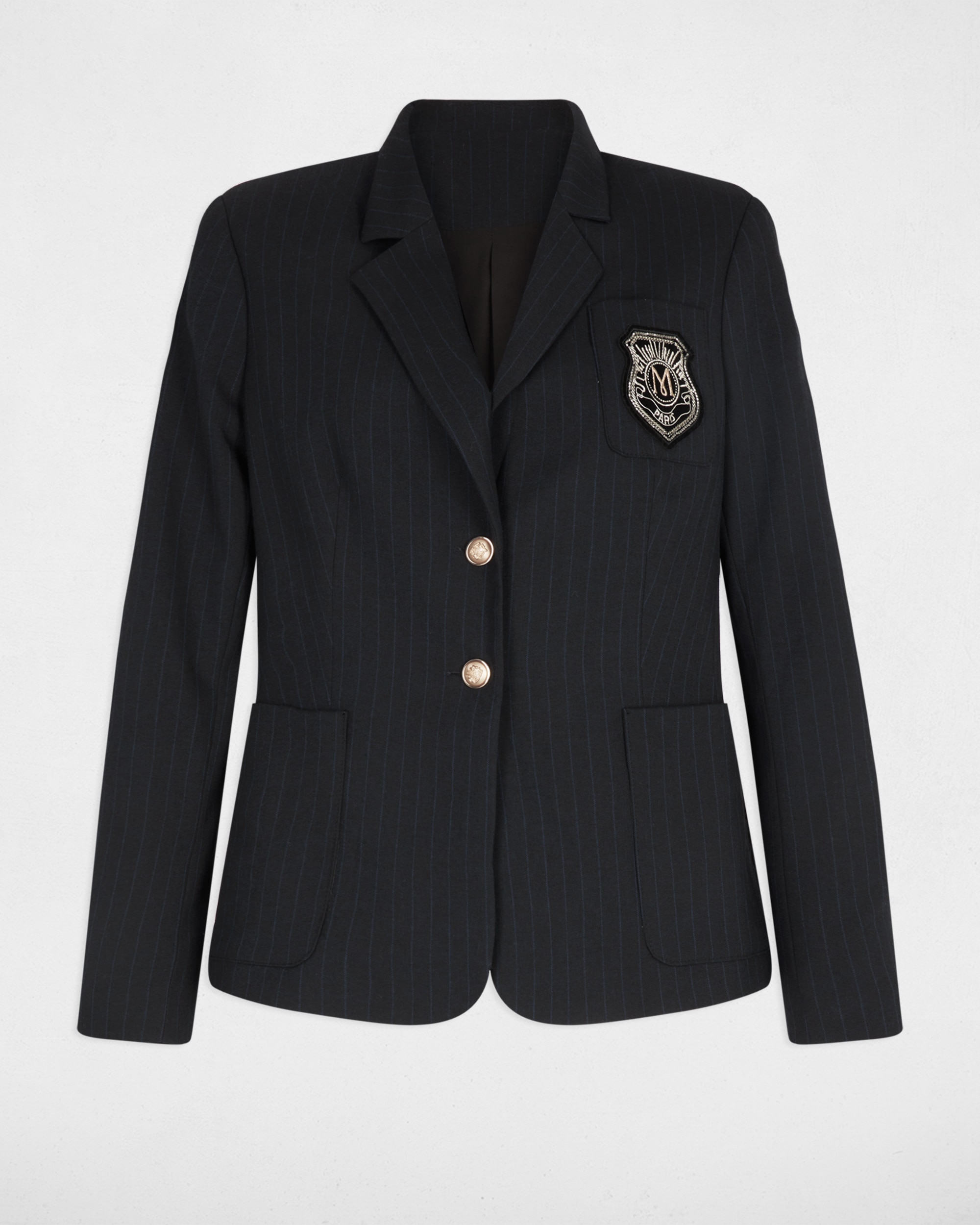 Blazer com Corte a Direito e Patch Decorativo Preto-2