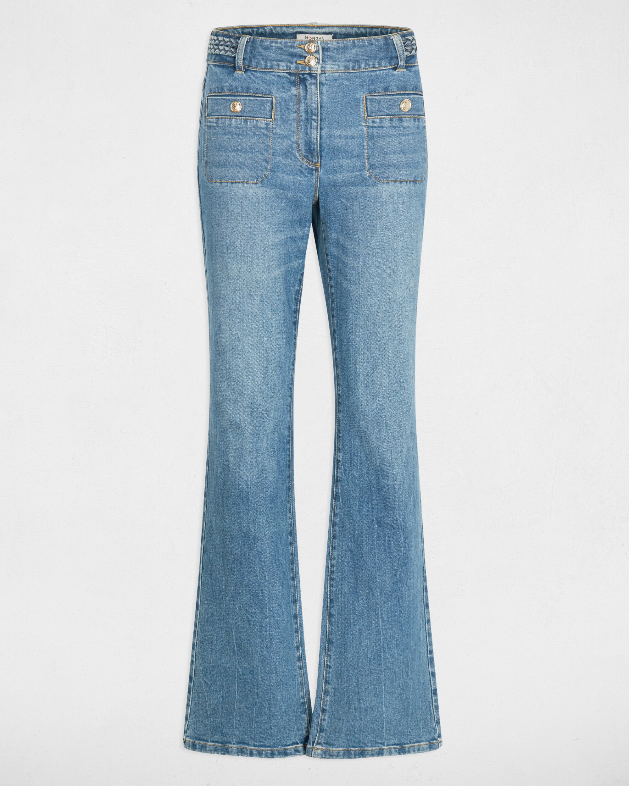 Jeans Bootcut Entrançado Azul-índigo-2