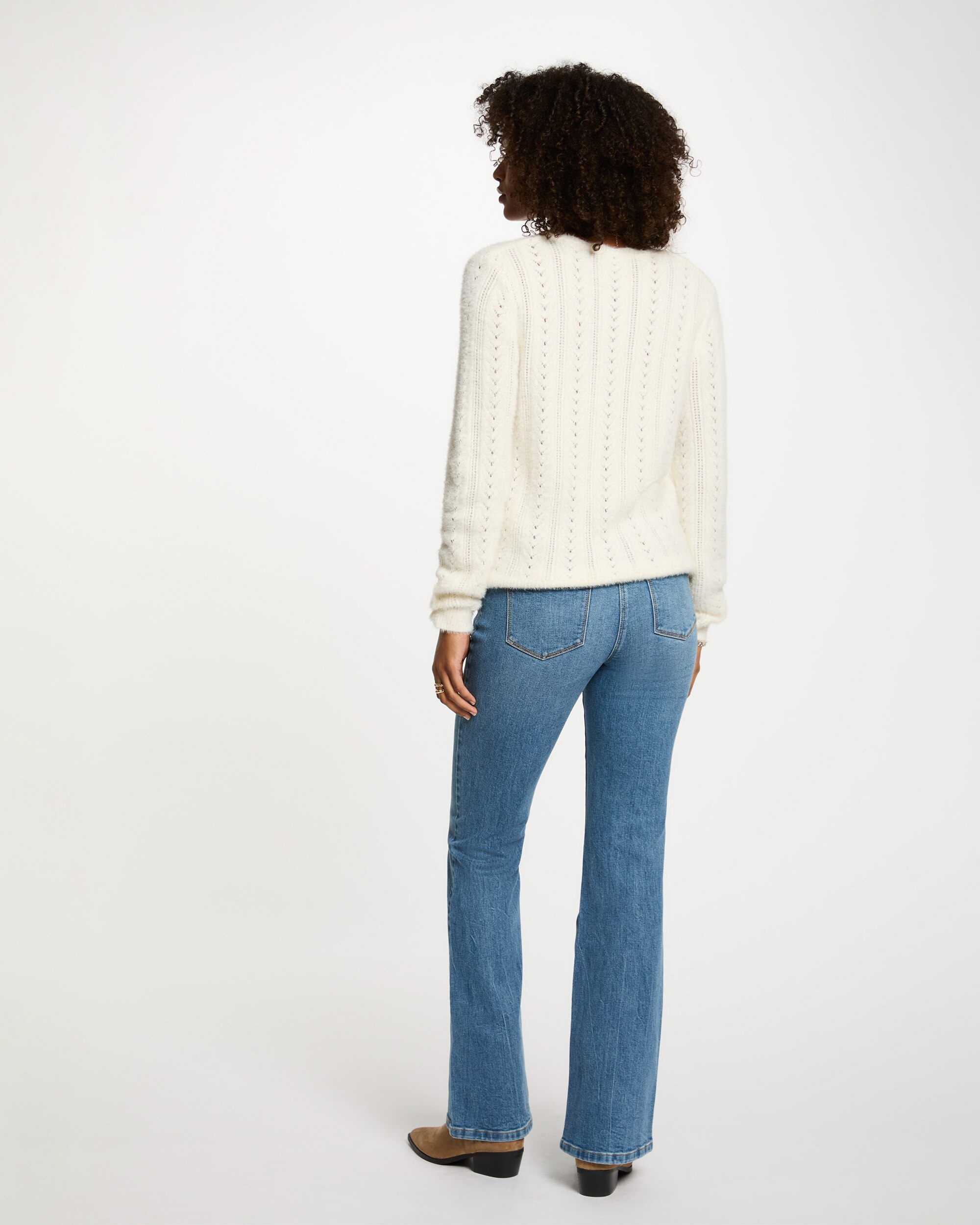 Jeans Bootcut Entrançado Azul-índigo-3
