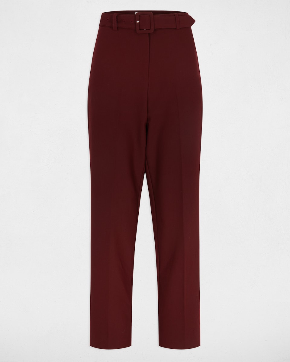 Calças com Corte a Direito de Cintura Subida Bordeaux-2