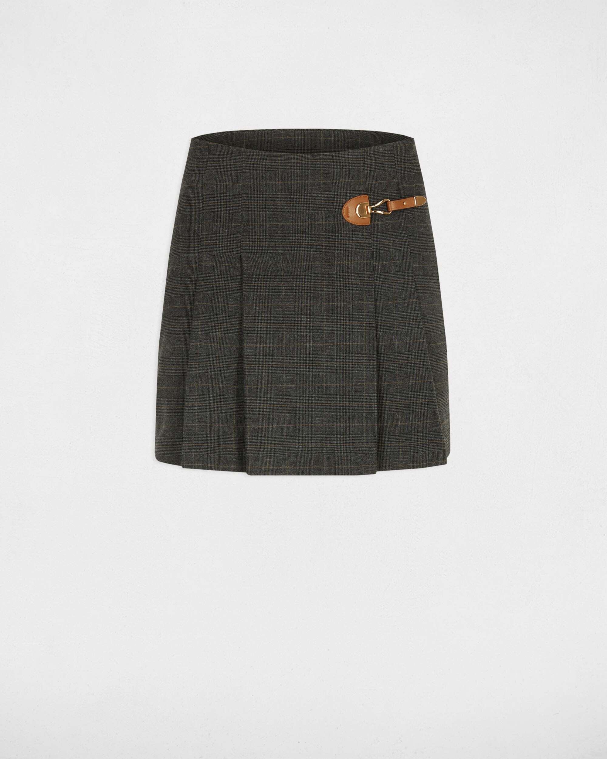 Short de Tweed de Cintura Subida Cinzento-escuro-2