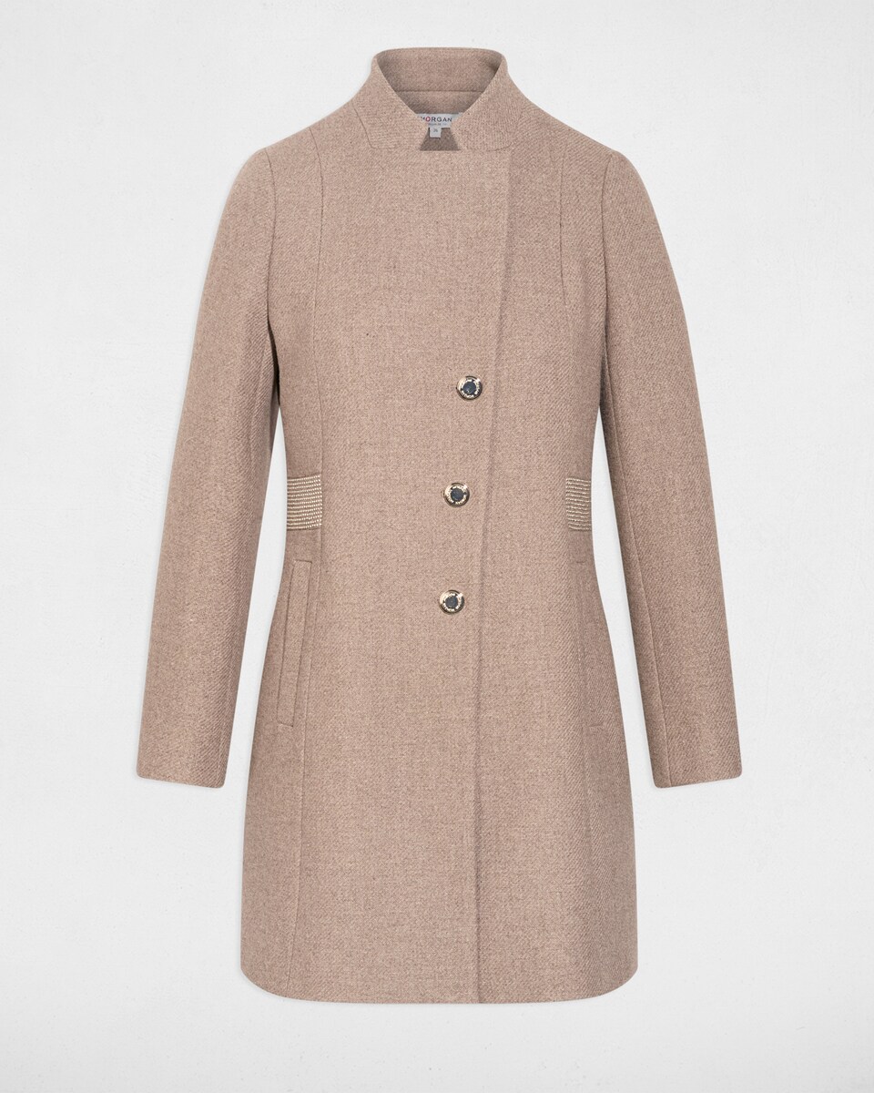 Sobretudo Ajustado com Strass Bege-2