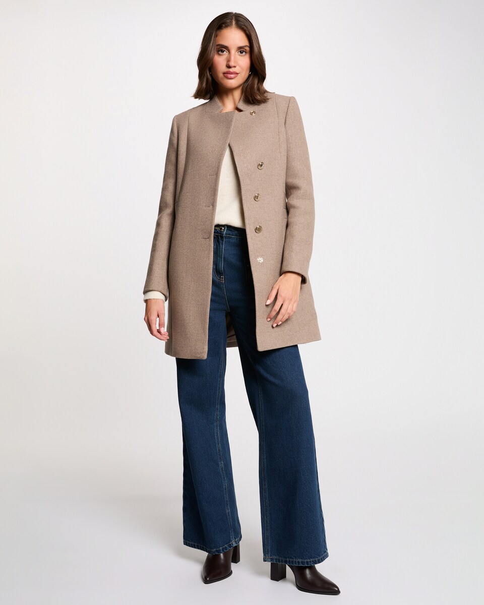 Sobretudo Ajustado com Strass Bege-4