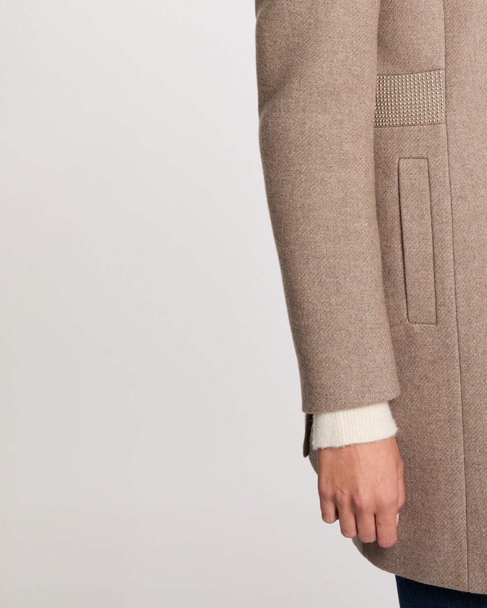 Sobretudo Ajustado com Strass Bege-5