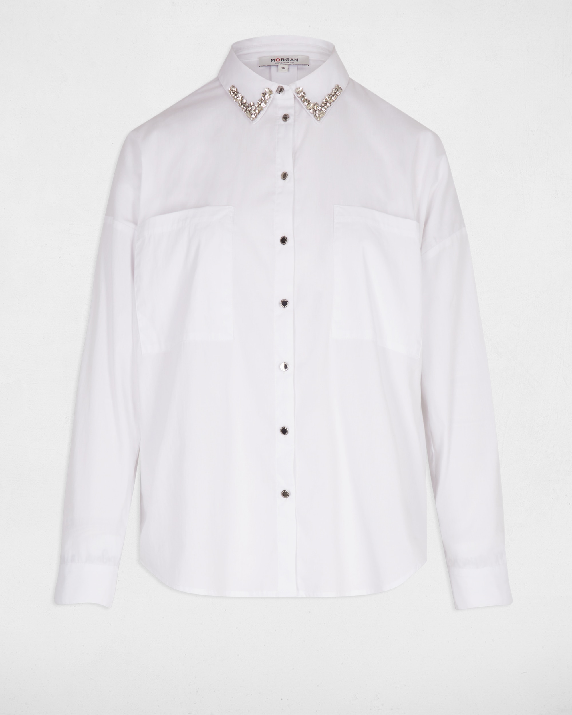 Camisa Oversize com Strass Branco-2