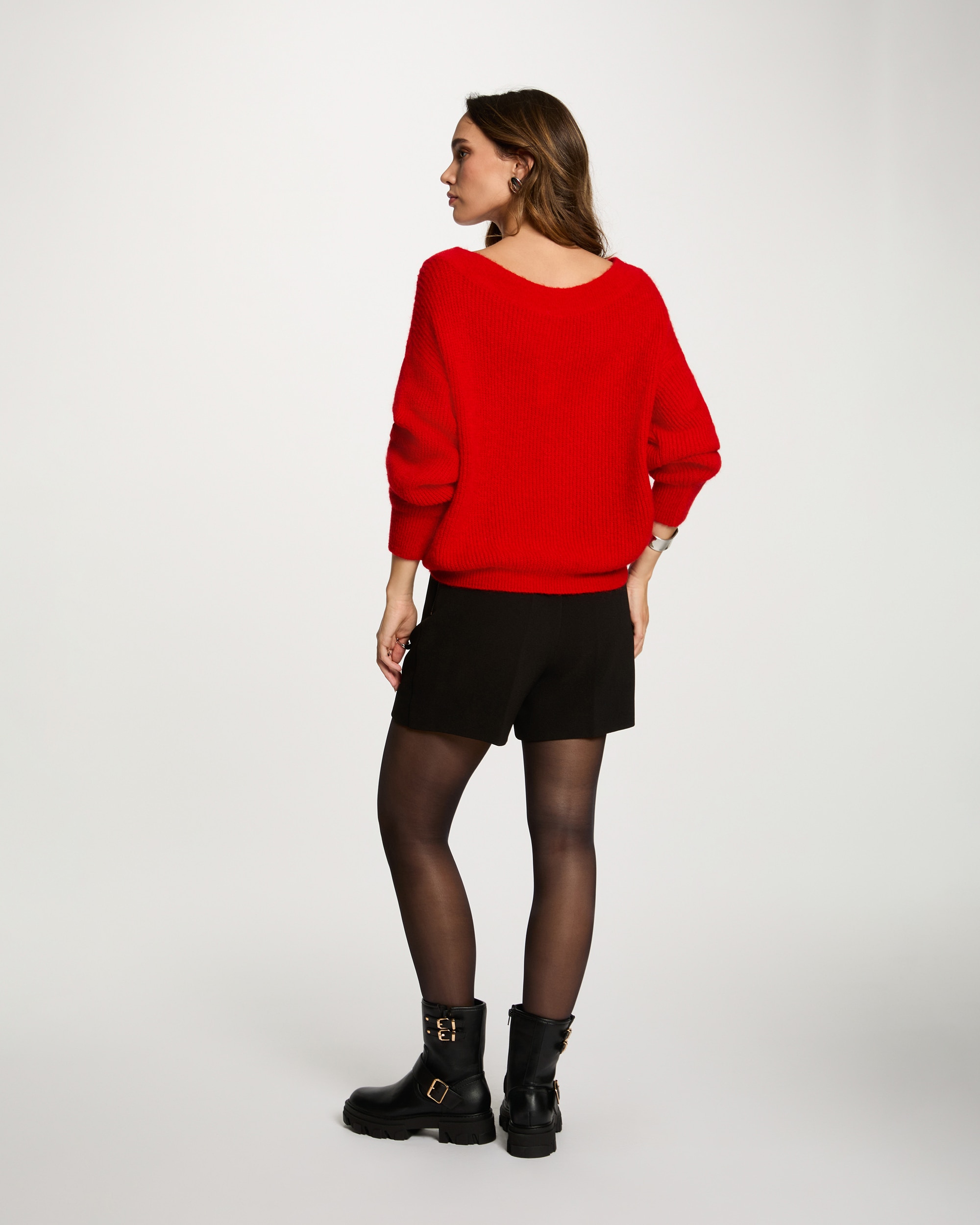 Camisola com Gola Alta Vermelho-3