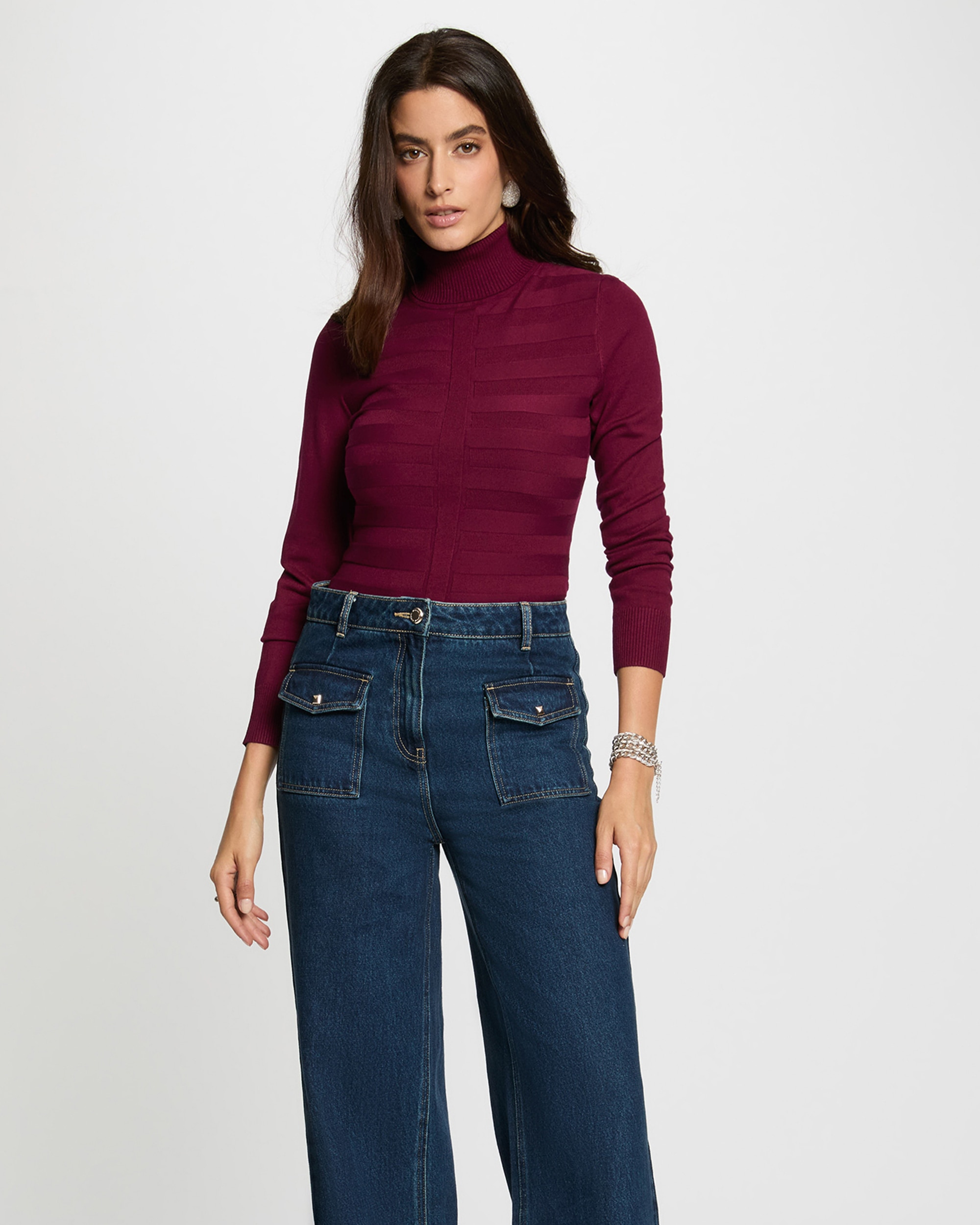 Camisola com Gola de Tartaruga Bordeaux-1
