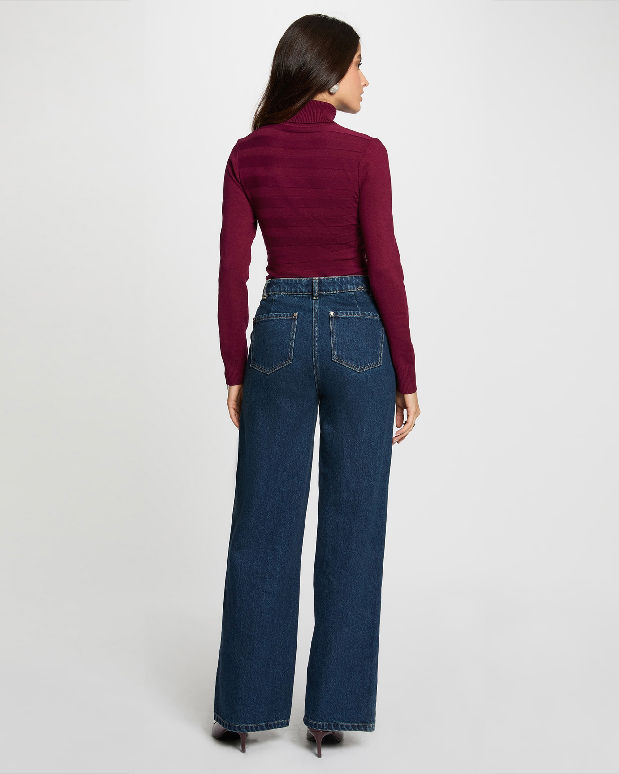 Camisola com Gola de Tartaruga Bordeaux-3