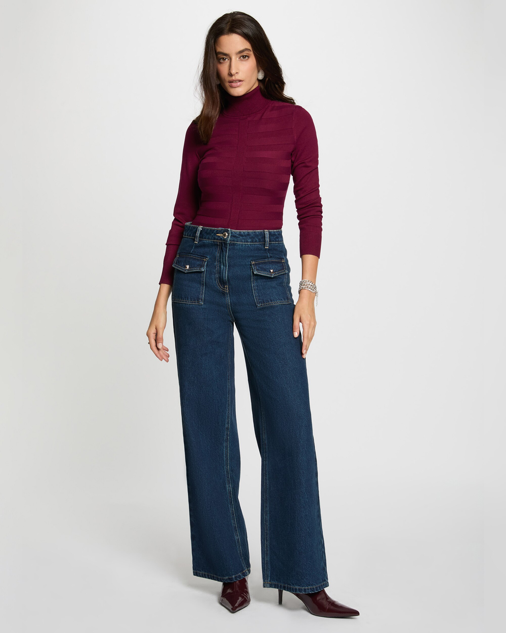 Camisola com Gola de Tartaruga Bordeaux-4