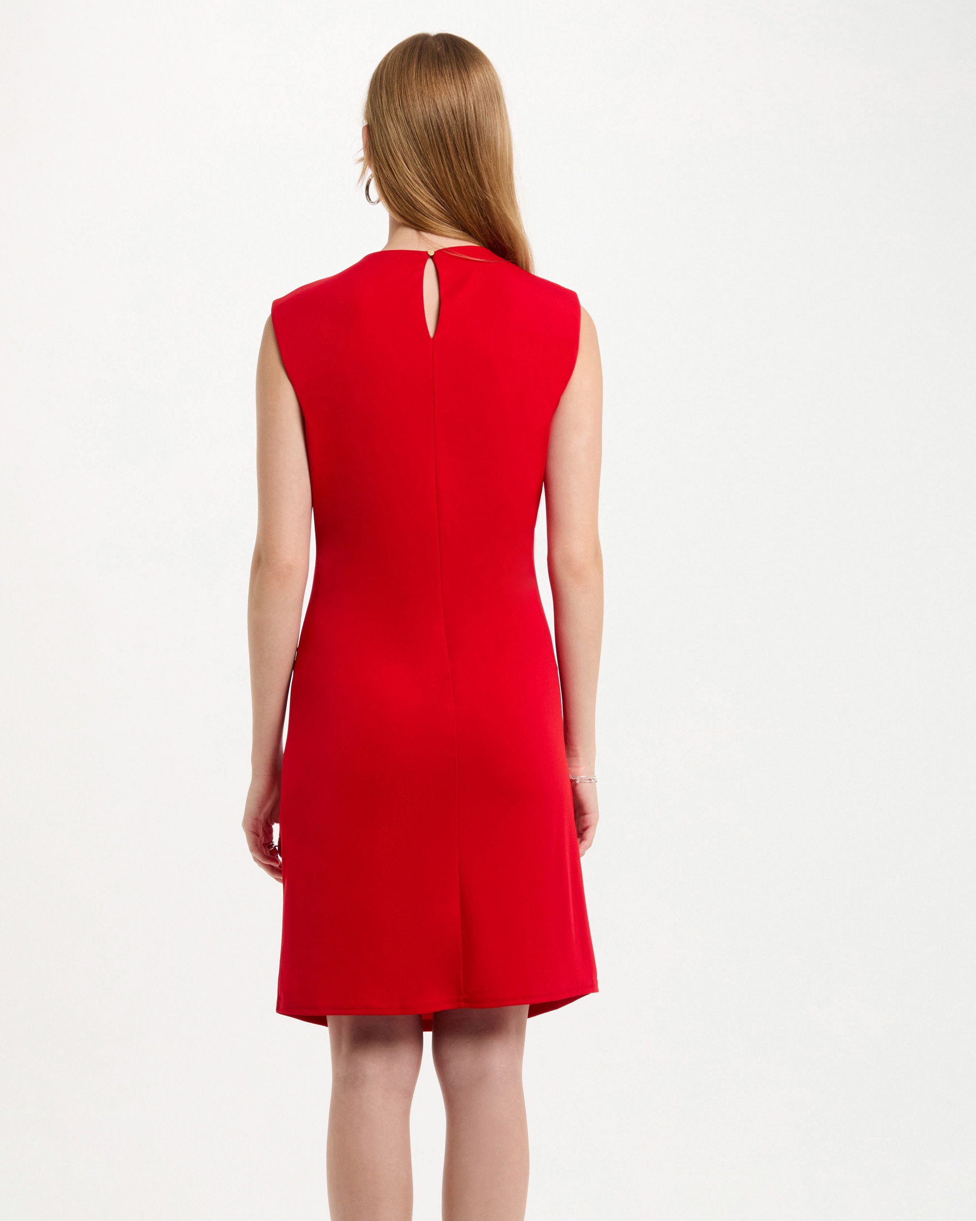 Vestido Ajustado Drapeado Vermelho-2