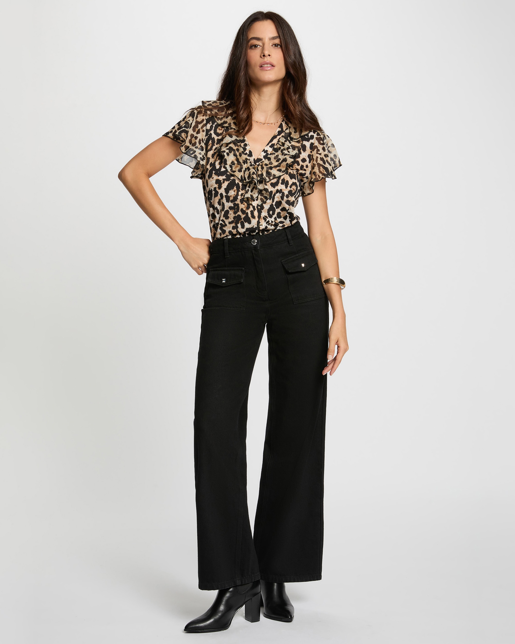 T-shirt Voile Gola em V Castanho-4