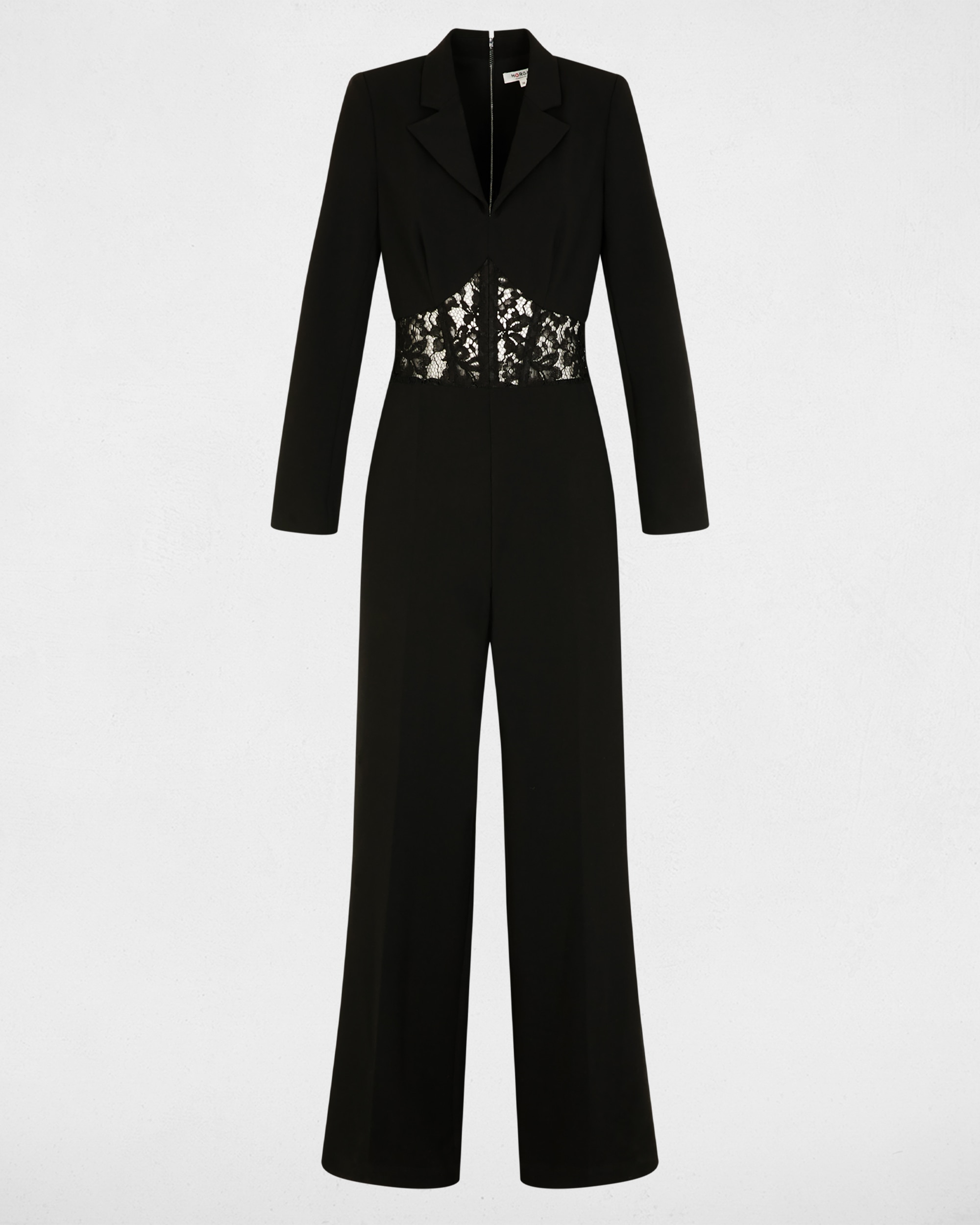 Macacão de Renda com Gola Sastre Preto-2