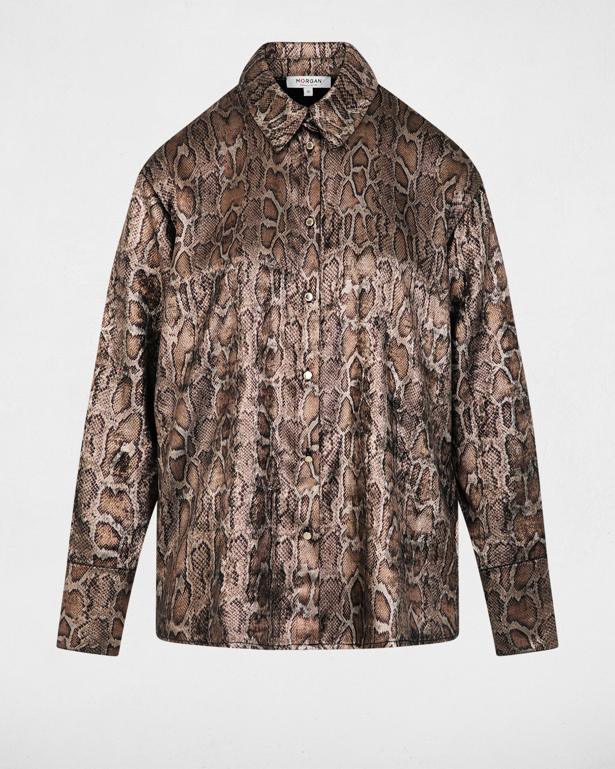 Camisa Acetinada de Pitão Castanho-2