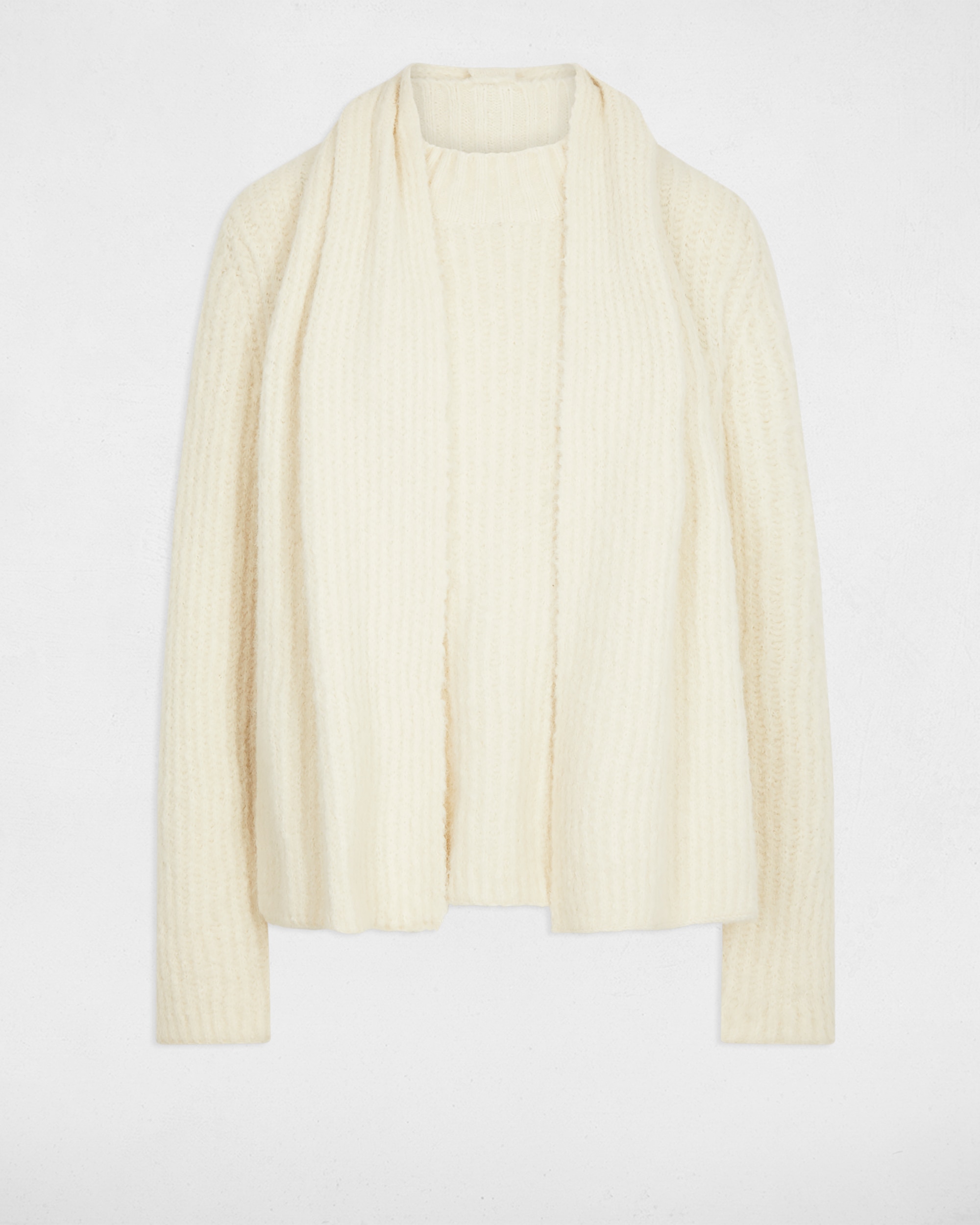 Camisola com Gola Cachecol Bege-2