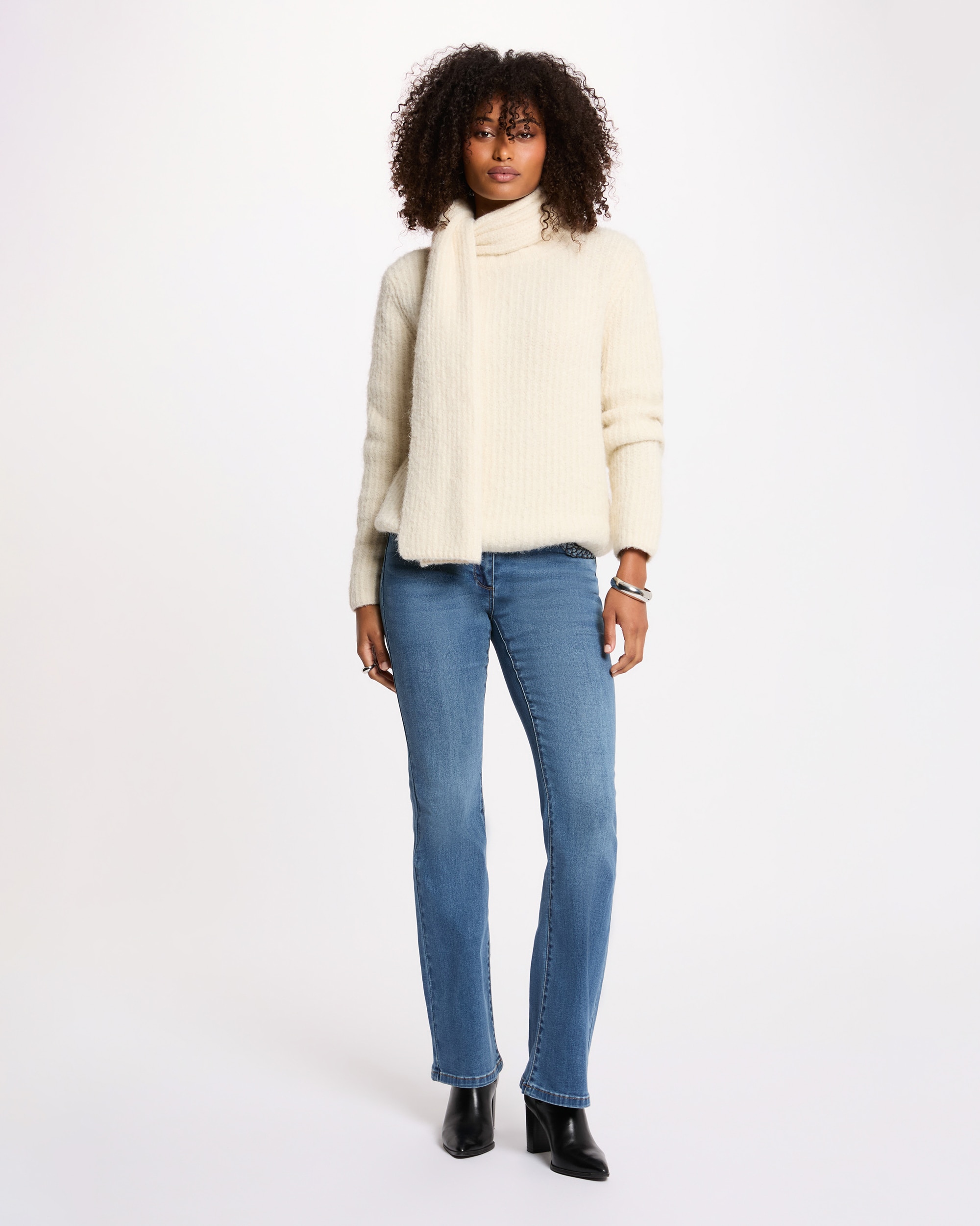 Camisola com Gola Cachecol Bege-4