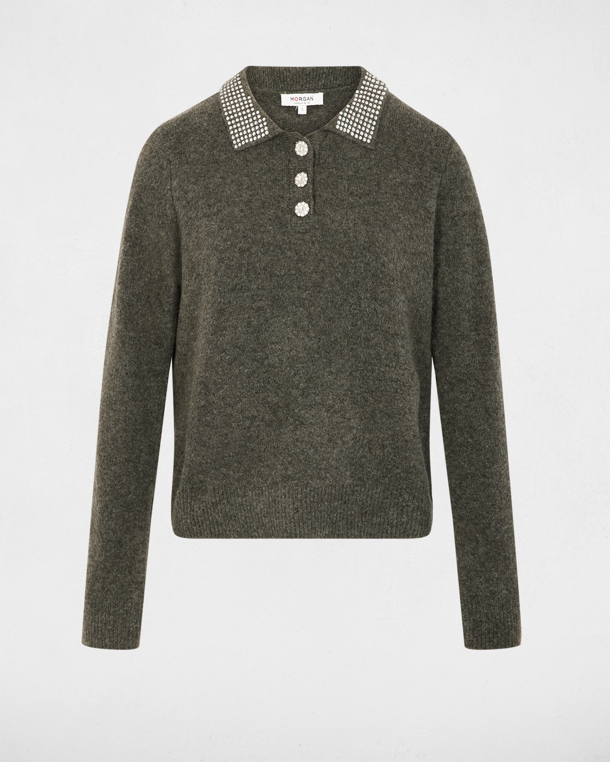 Camisola Ajustada com Gola Polo Cinzento-escuro-2