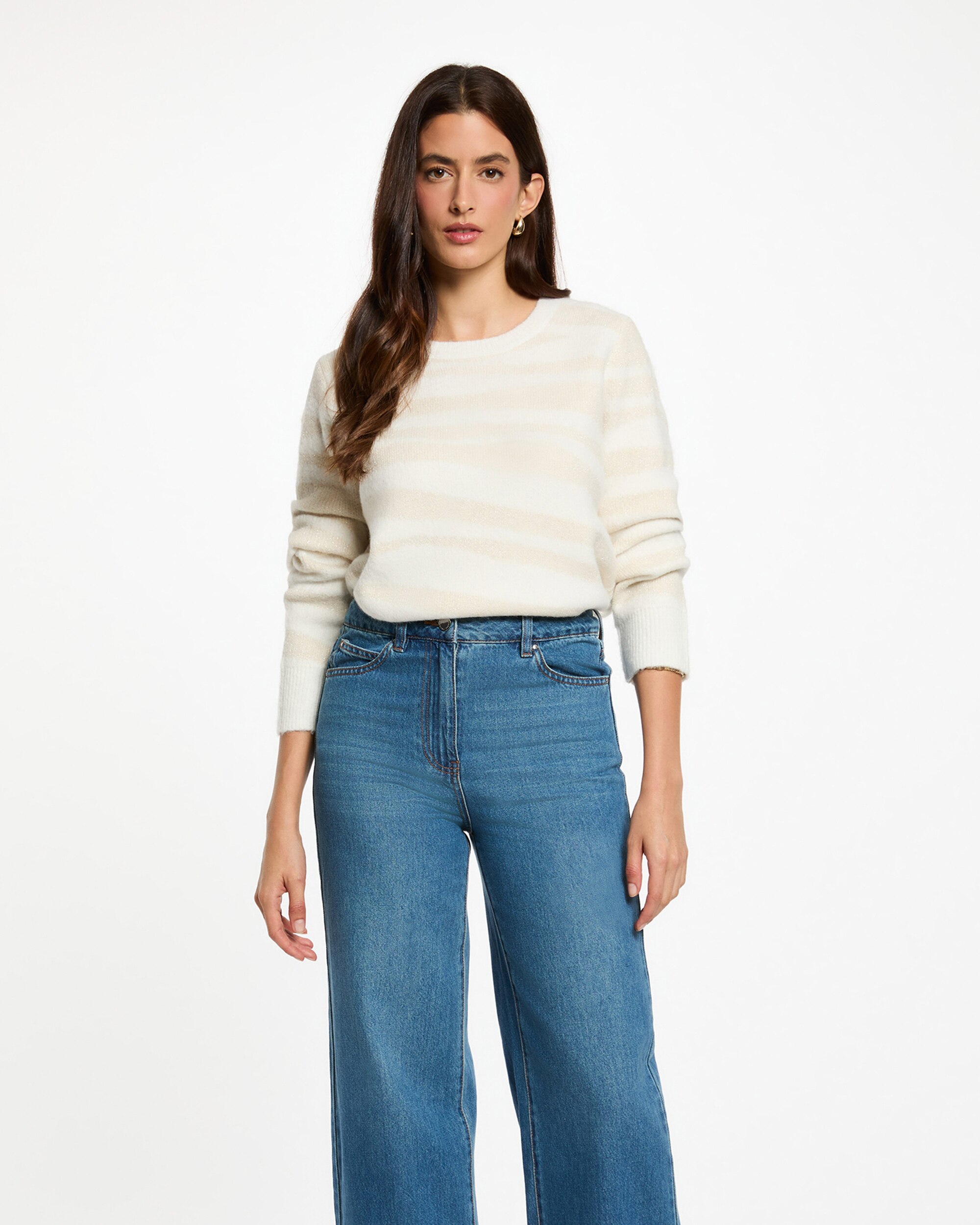 Camisola Curta Jacquard Cru-1