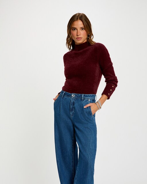 Imagem 0 de Camisola de Manga Comprida de Malha Aveludada