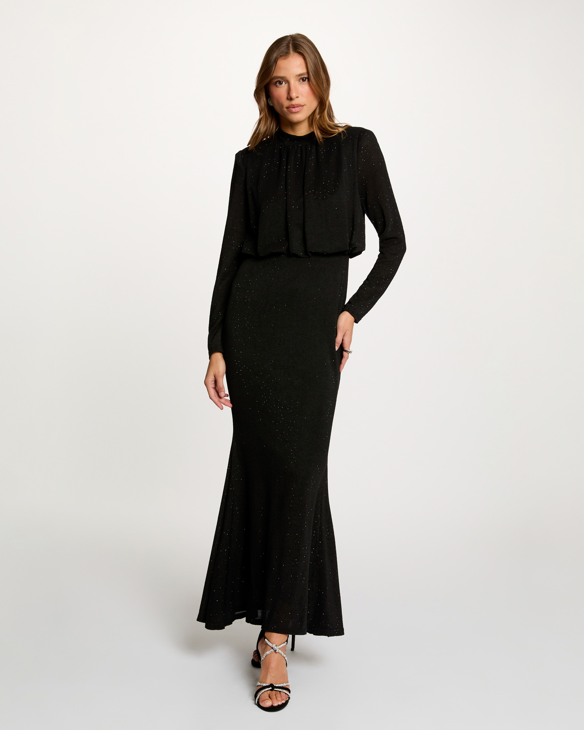 Vestido de Malha Brilhante Preto-1