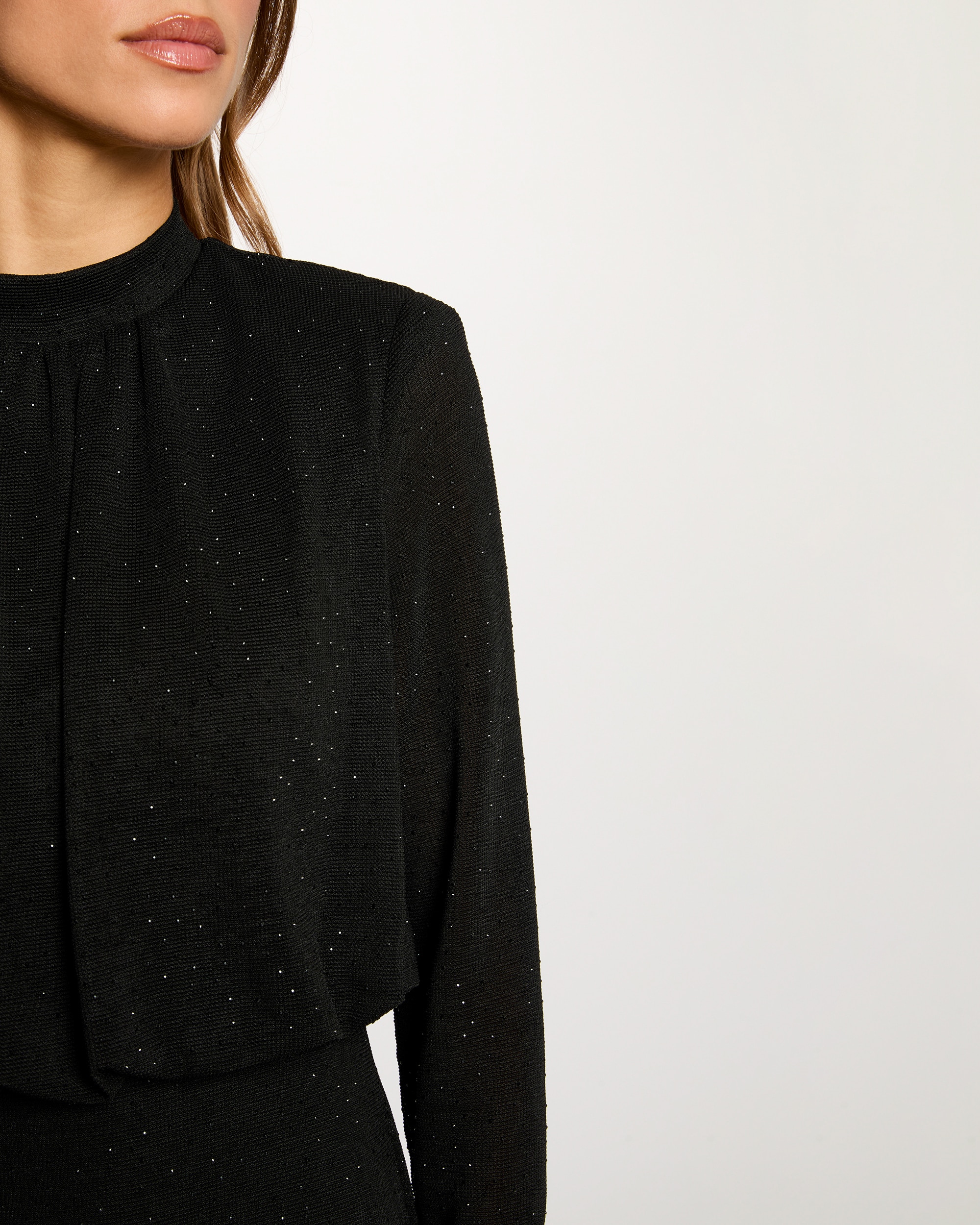 Vestido de Malha Brilhante Preto-5