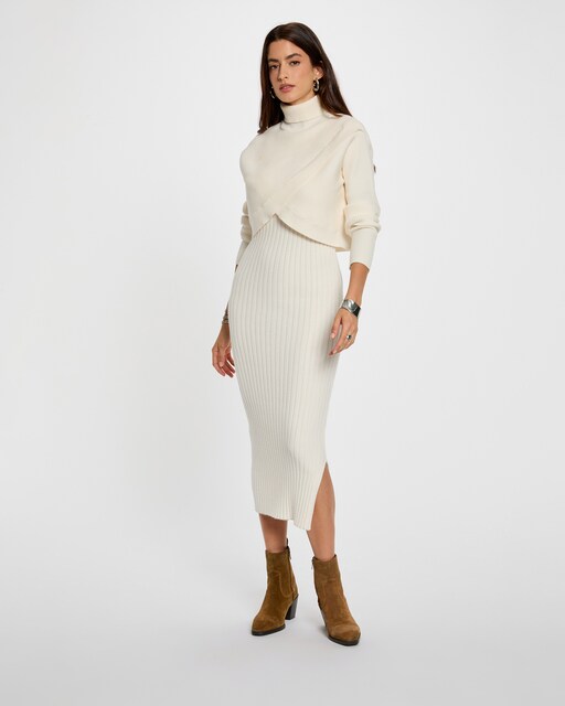 Imagem 0 de Vestido Comprido Ajustado de Gola Alta