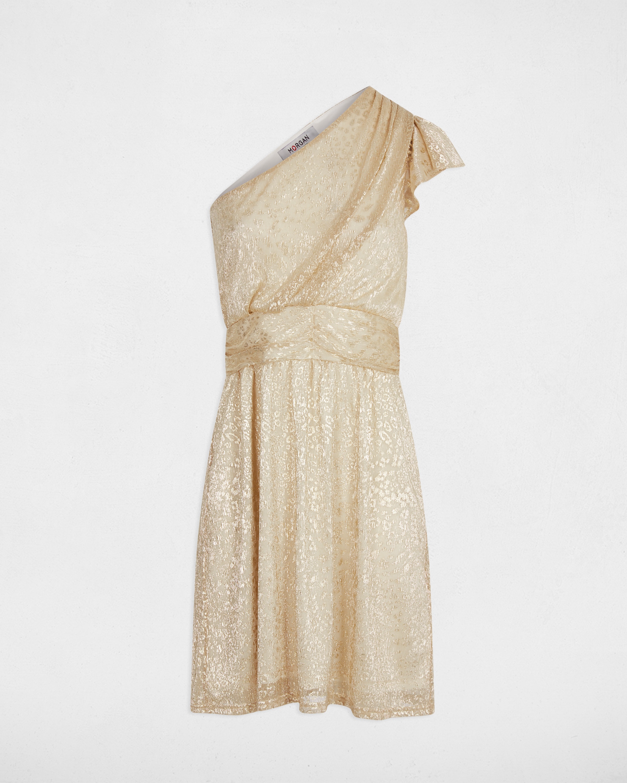 Vestido de Gase Assimétrico Ouro-2
