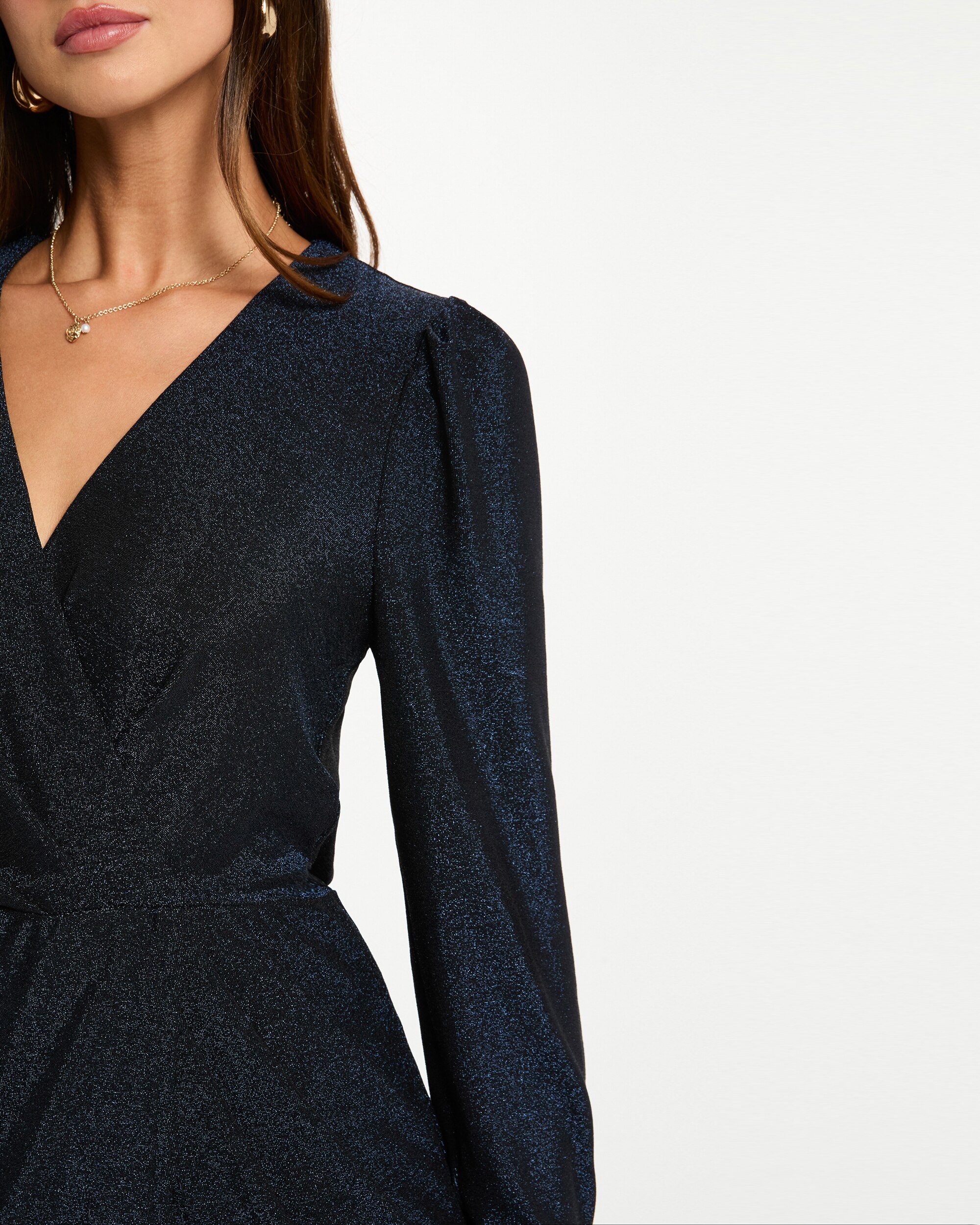 Vestido Ajustado com Fios Metalizados Azul-escuro-5