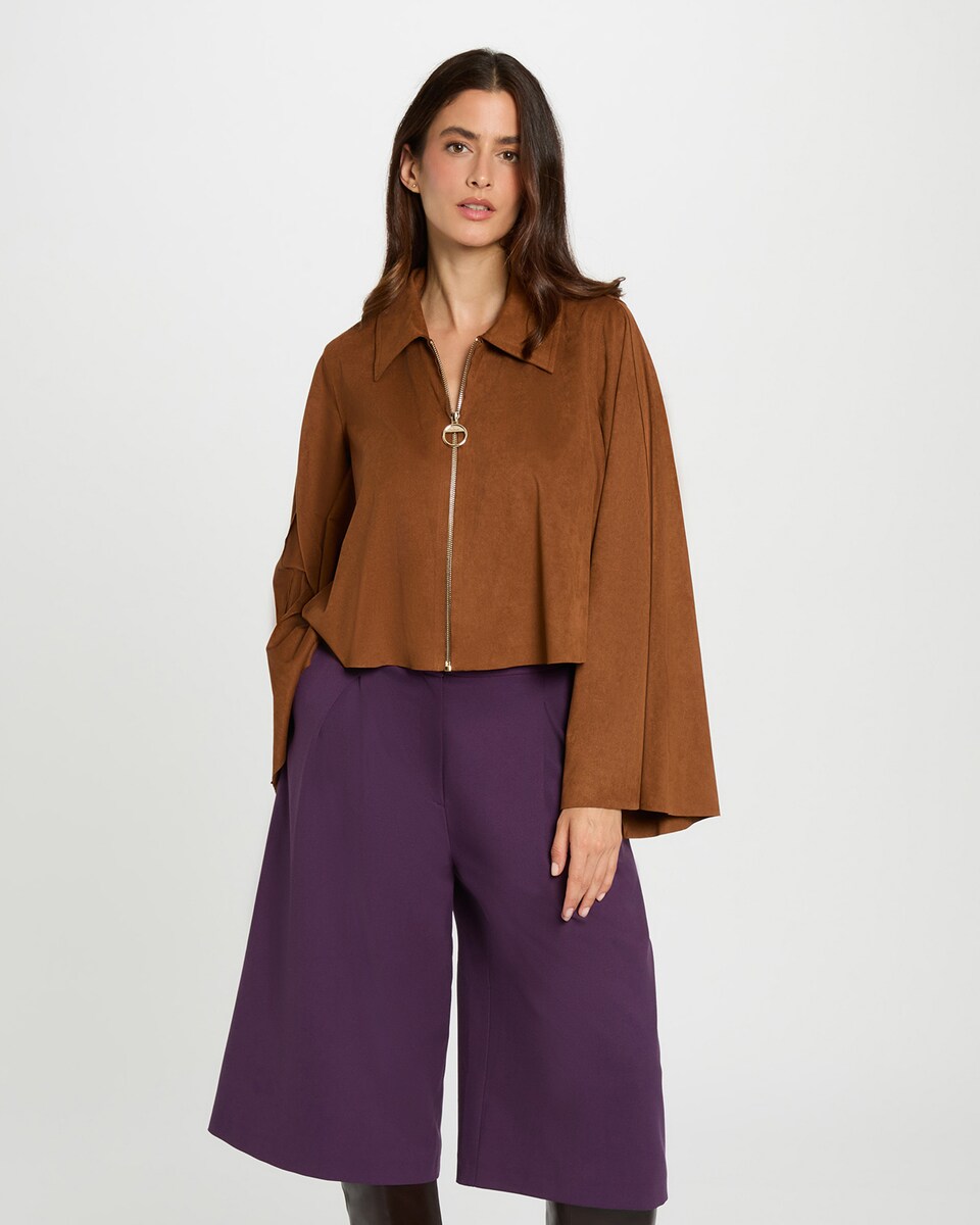 Casaco Curto Oversize Castanho-1