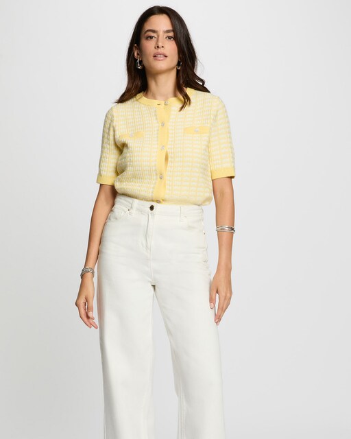 Imagem 0 de Cardigan de Manga Curta Estampado