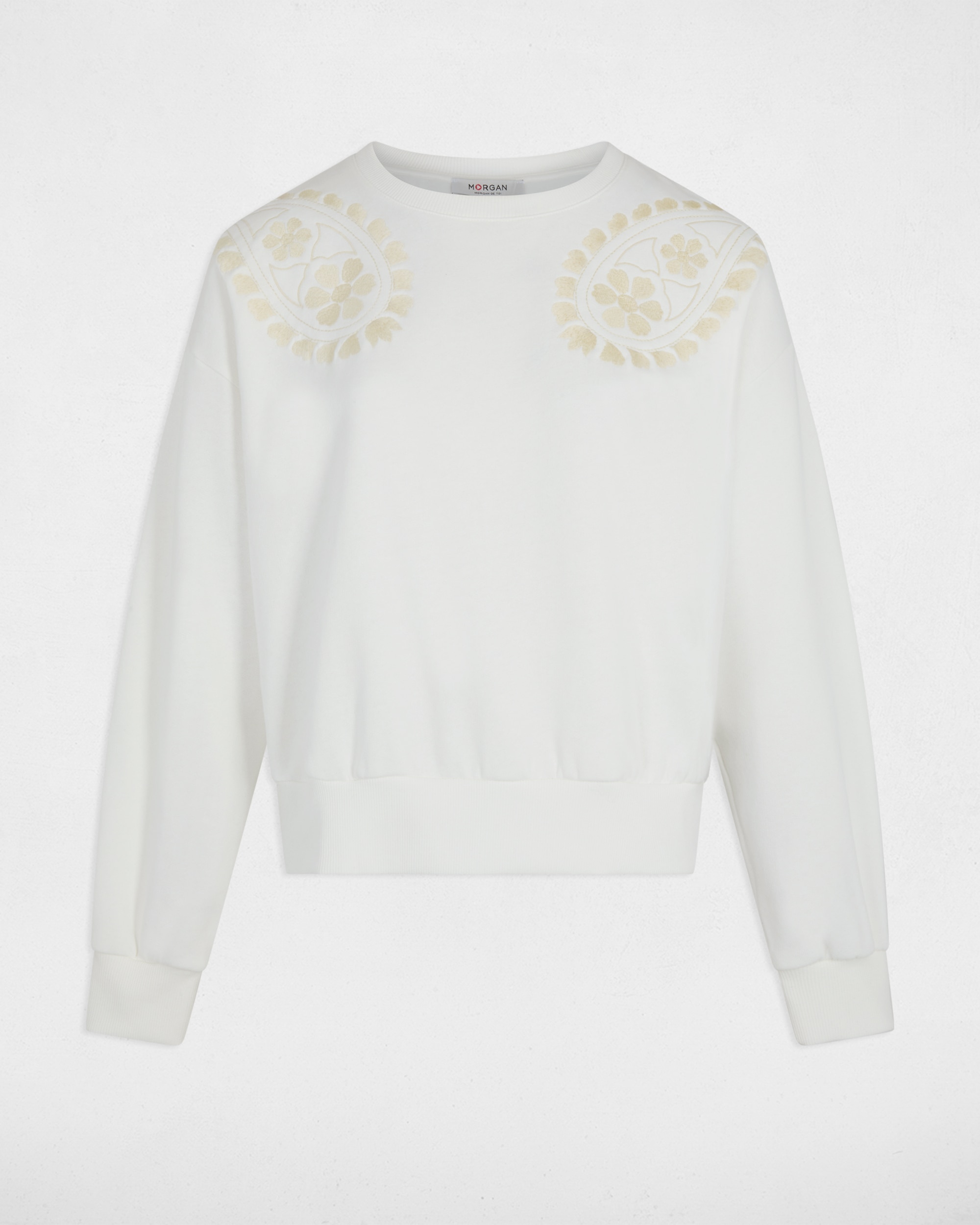 Sweatshirt de Malha Bordada Branco-2